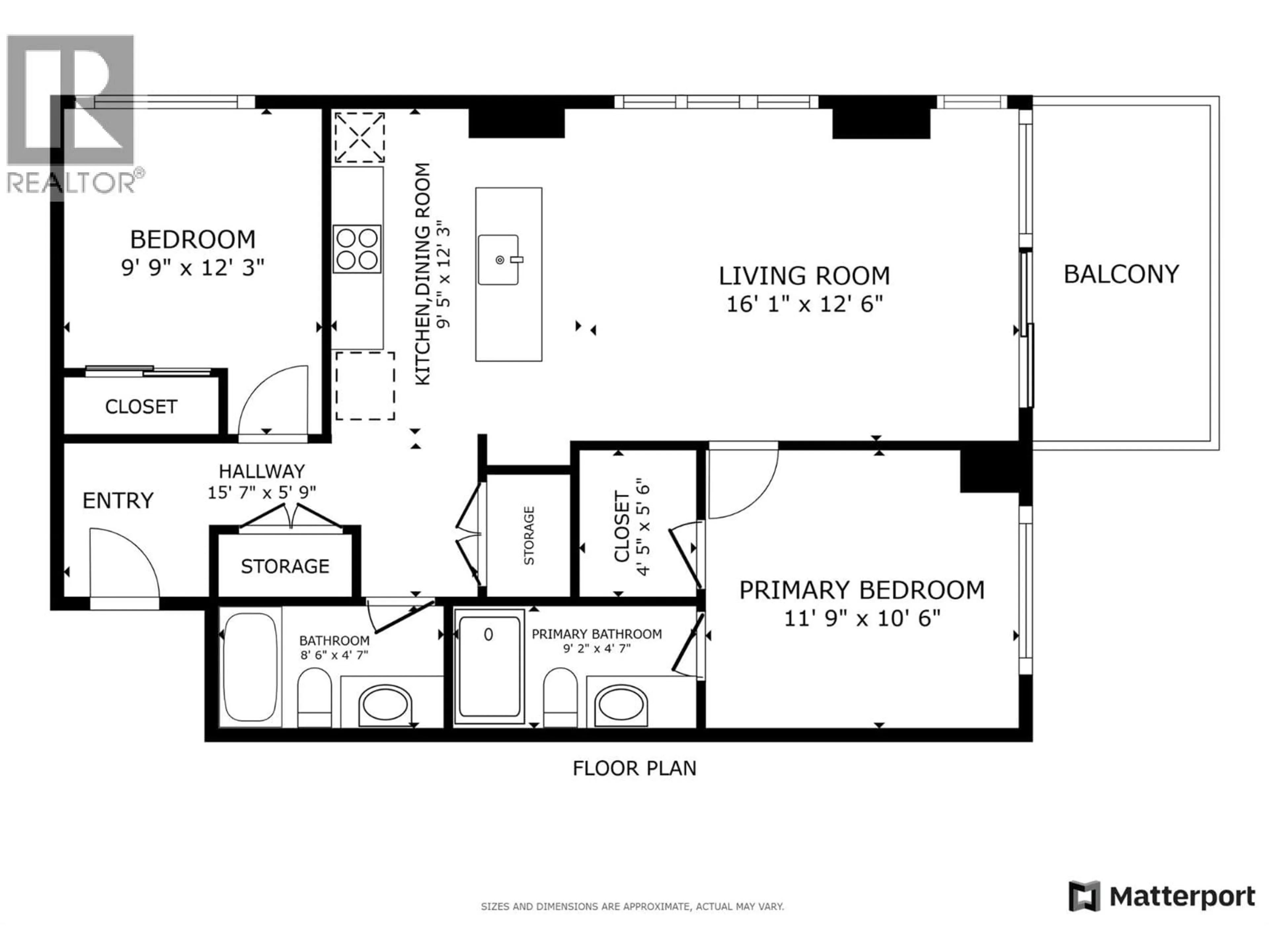 Floor plan for 2502 - 1488 BERTRAM STREET, Kelowna British Columbia V1Y0M6