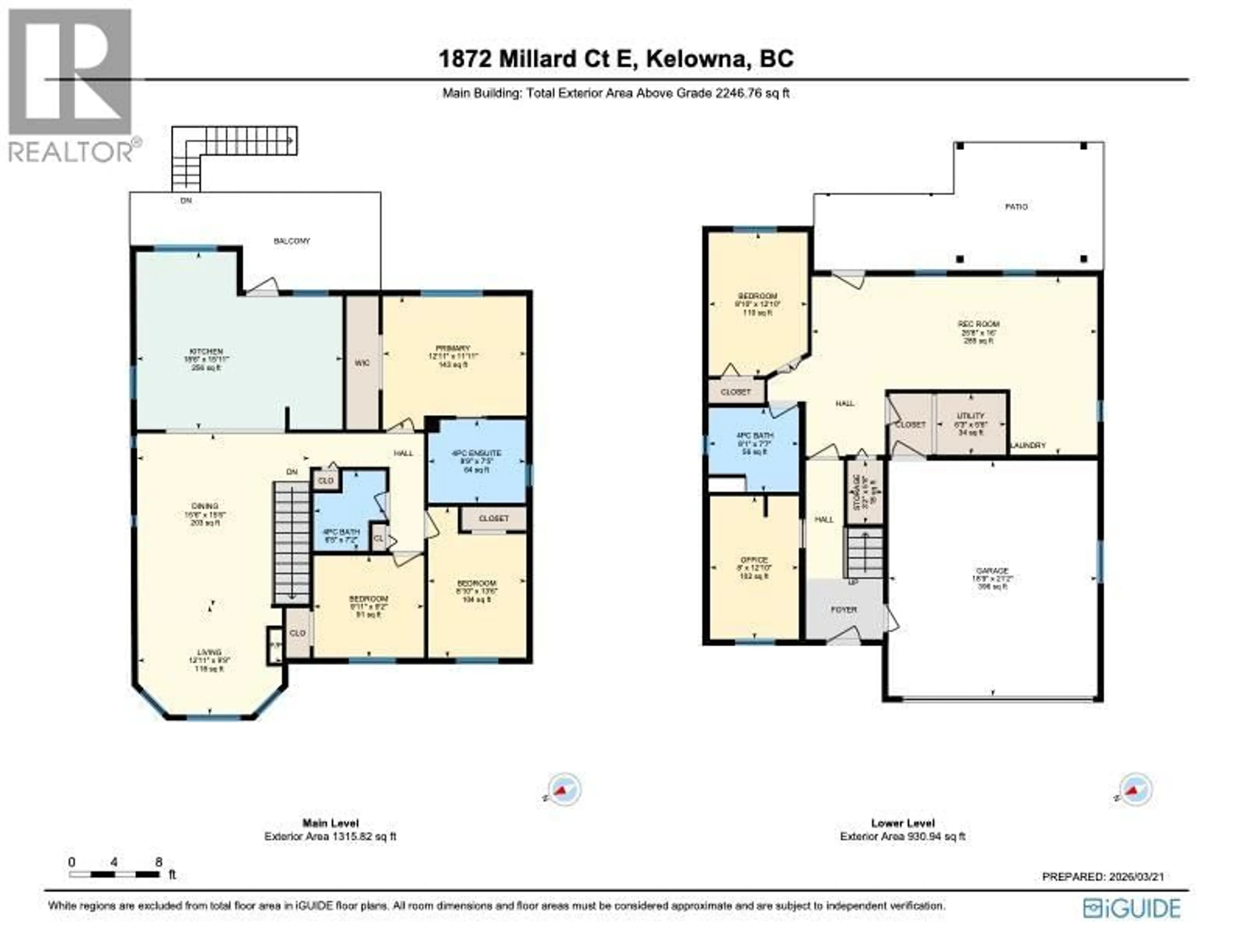Floor plan for 1872 MILLARD COURT, Kelowna British Columbia V1V1R2