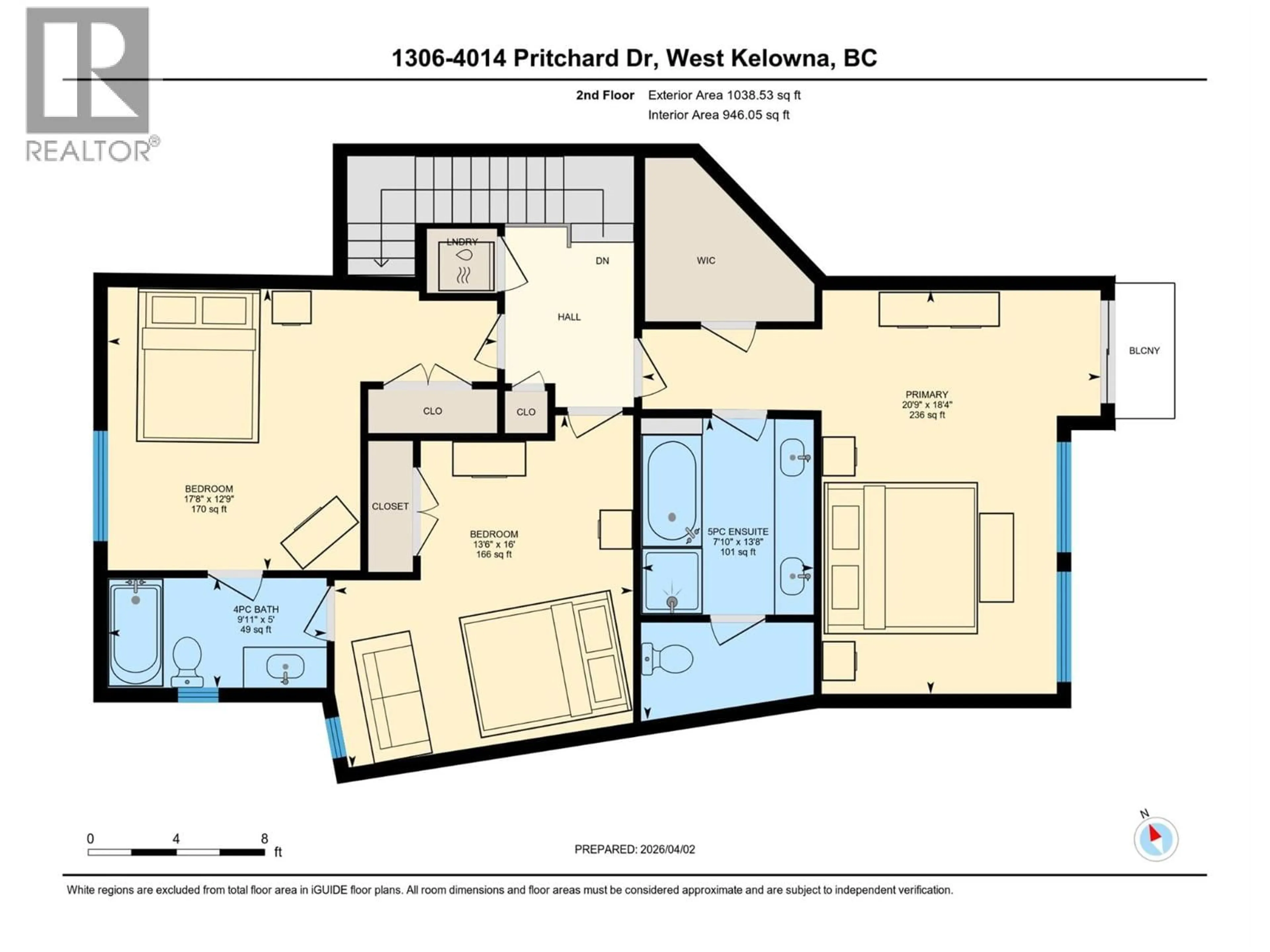 Floor plan for 1306 - 4016 PRITCHARD DRIVE, West Kelowna British Columbia V4T3E4