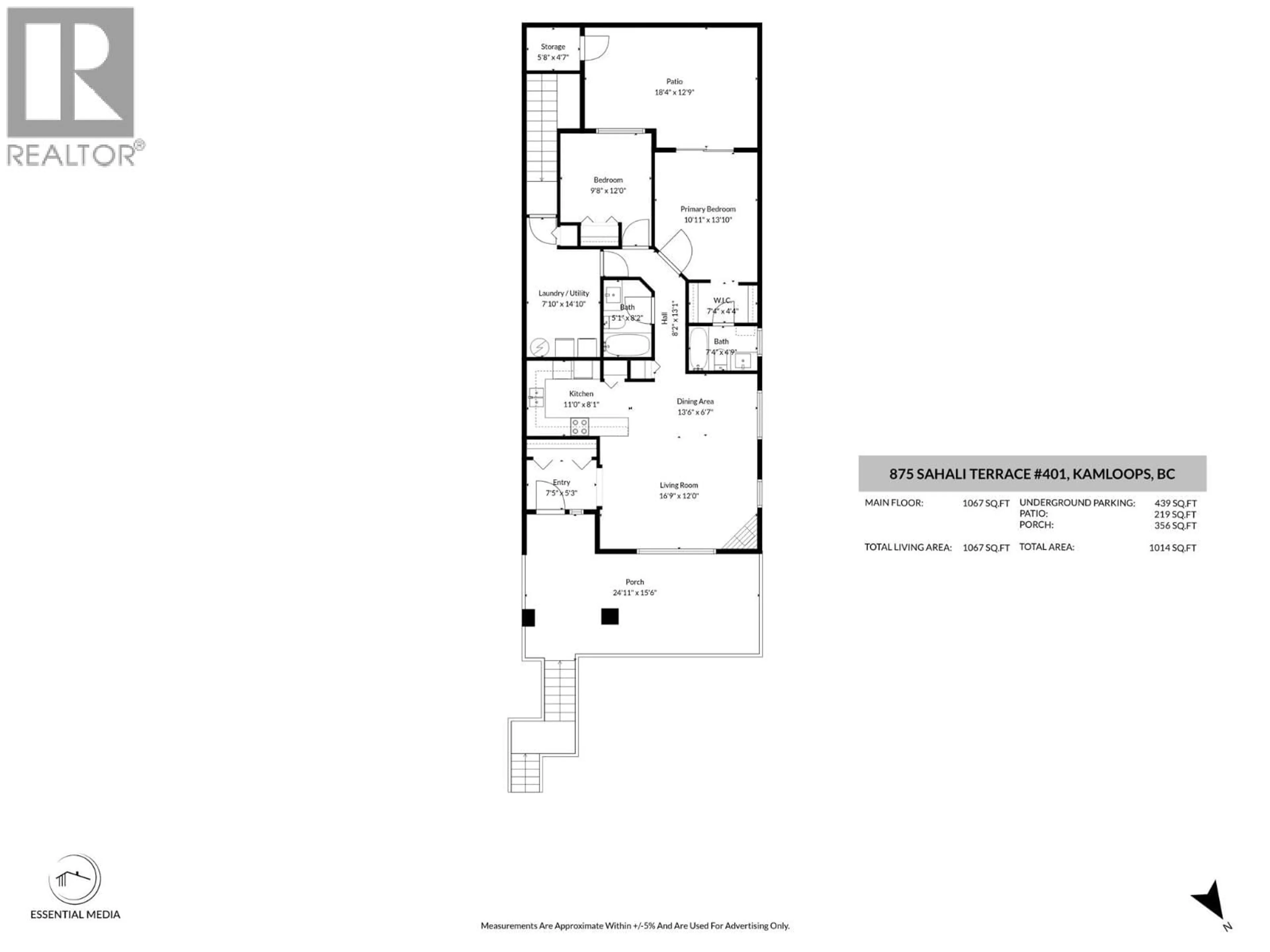 Floor plan for 401 - 875 SAHALI TERRACE, Kamloops British Columbia V2C6W8