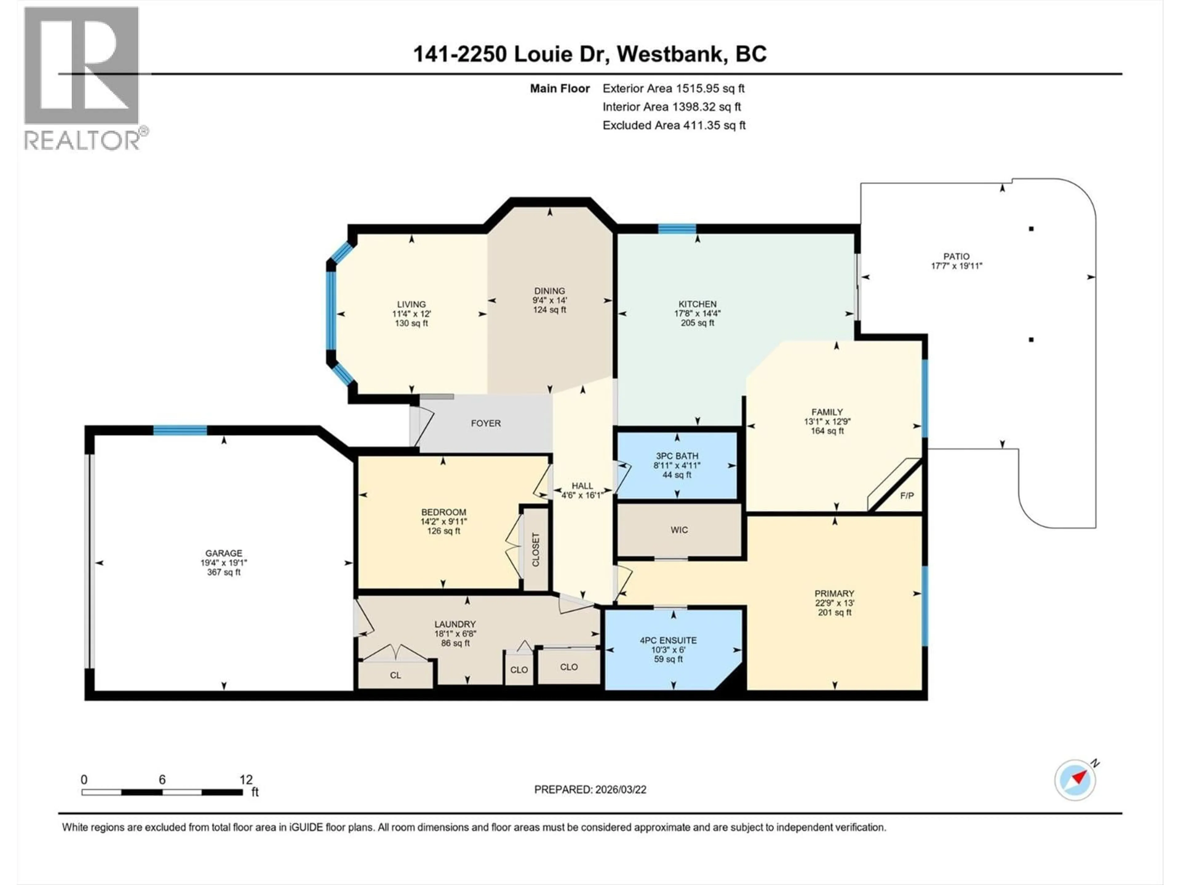 Floor plan for 141 - 2250 LOUIE DRIVE, West Kelowna British Columbia V4T2M6