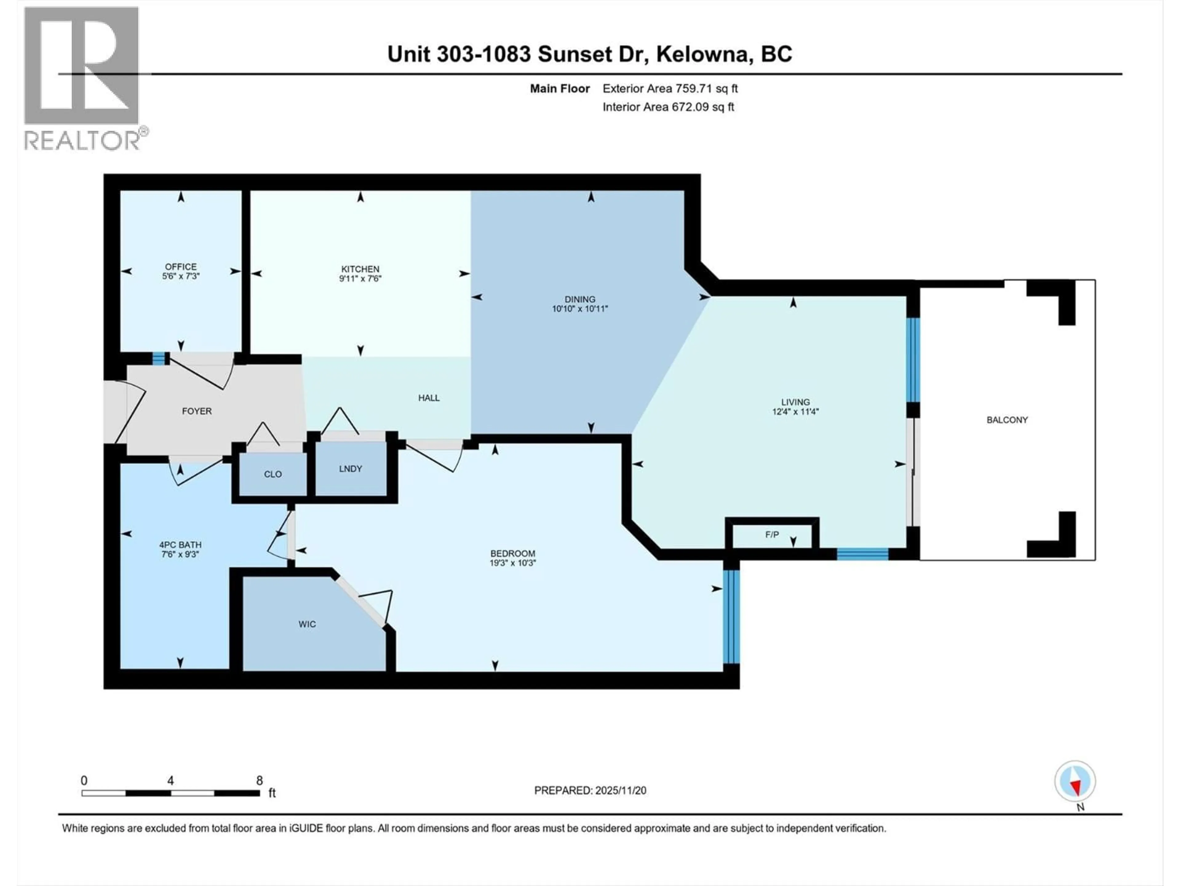 Floor plan for 303 - 1083 SUNSET DRIVE, Kelowna British Columbia V1Y9Z1