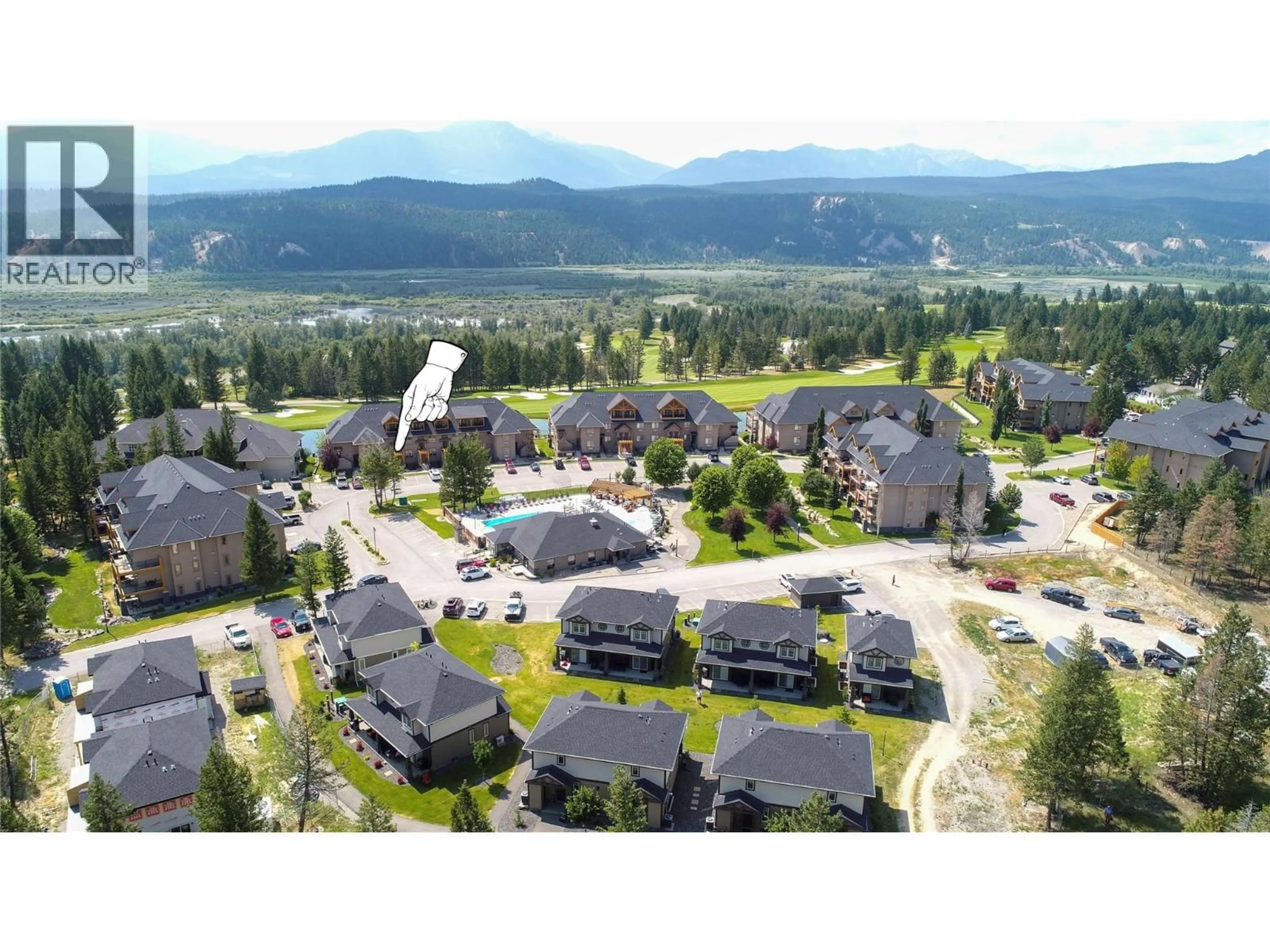 A pic from outside/outdoor area/front of a property/back of a property/a pic from drone, mountain view for 213B - 200 BIGHORN BOULEVARD, Radium Hot Springs British Columbia V0A1M0