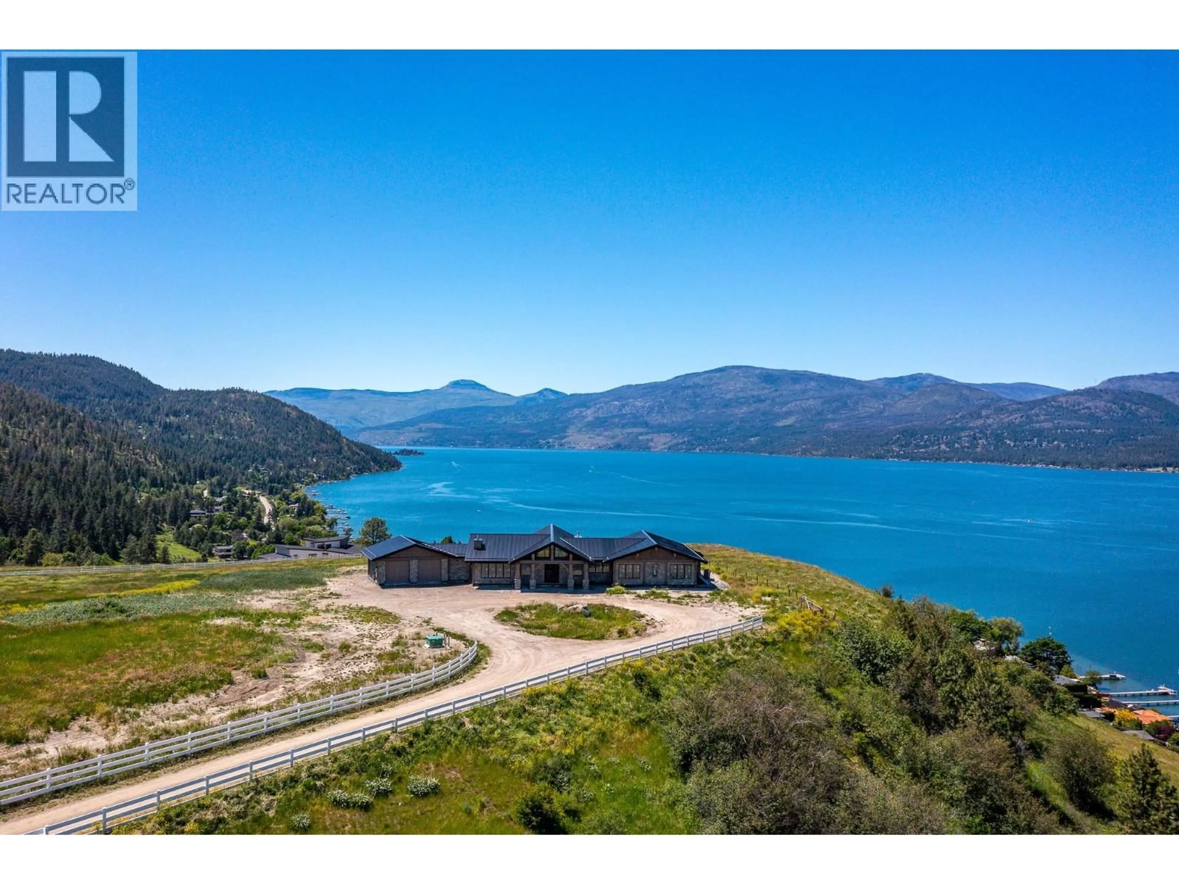 A pic from outside/outdoor area/front of a property/back of a property/a pic from drone, water/lake/river/ocean view for 8399 BENCH ROW ROAD, Vernon British Columbia V1H1H3