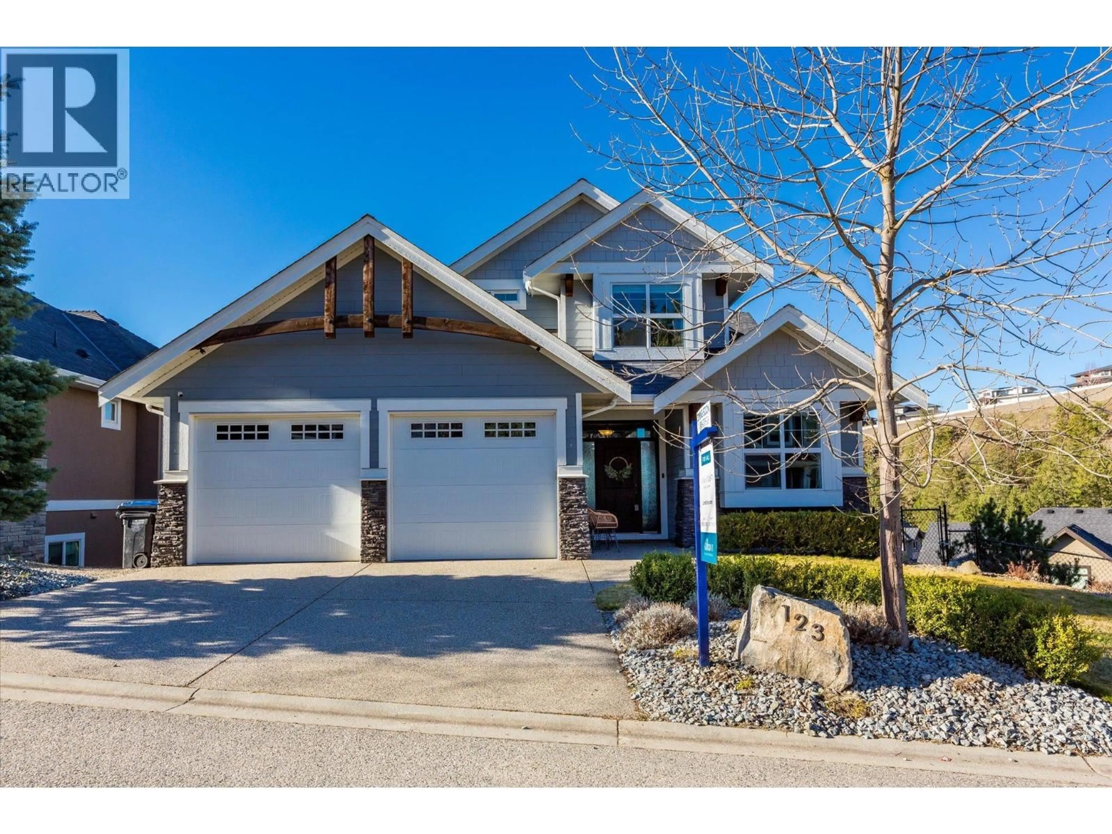 Home with brick exterior material, street for 123 LOST CREEK COURT, Kelowna British Columbia V1V3B6