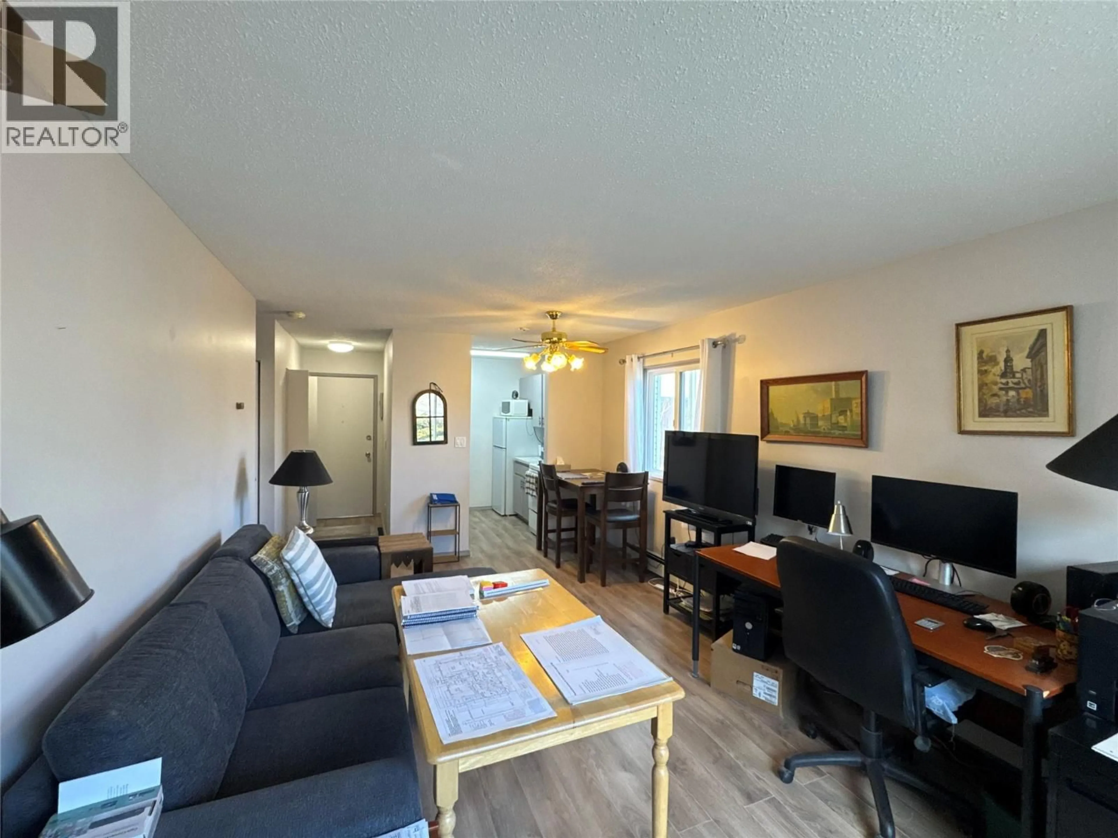Living room with furniture, wood/laminate floor for 201 - 400 OPAL DRIVE, Logan Lake British Columbia V0K1W0