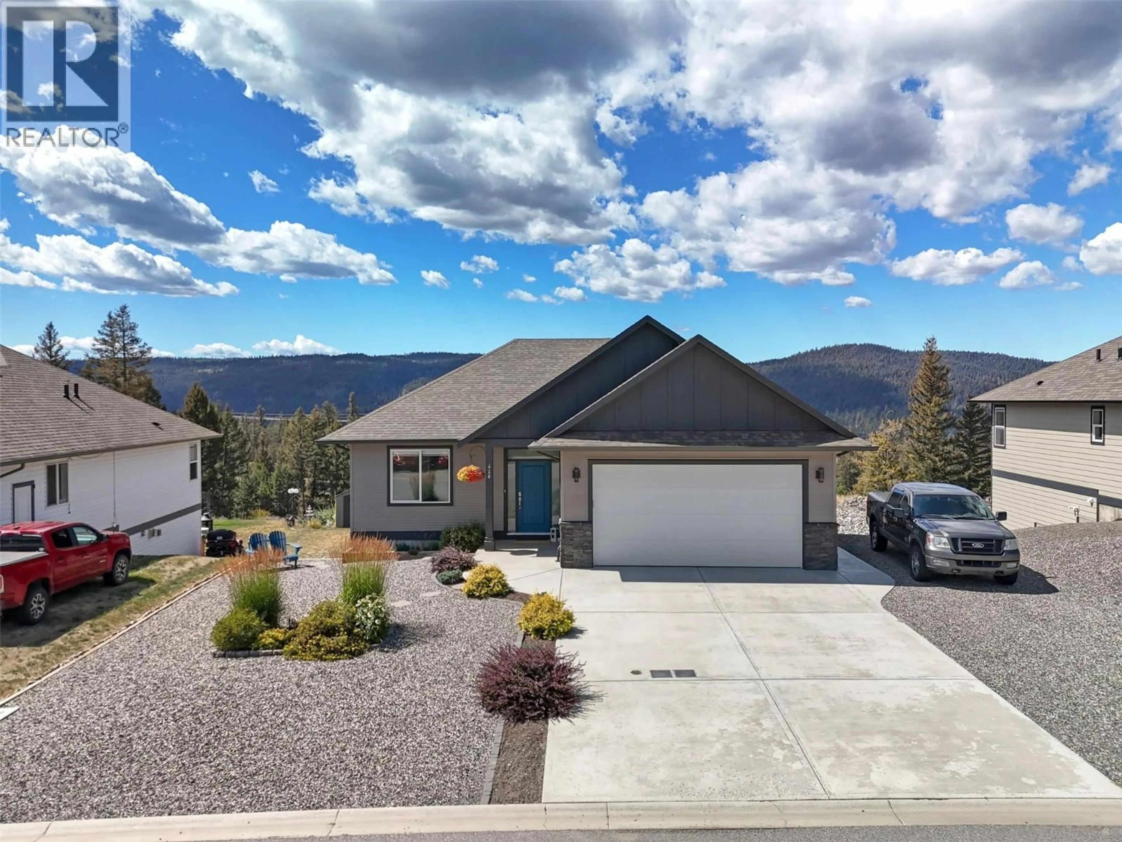 A pic from outside/outdoor area/front of a property/back of a property/a pic from drone, mountain view for 428 DALADON DRIVE, Logan Lake British Columbia V0K1W0