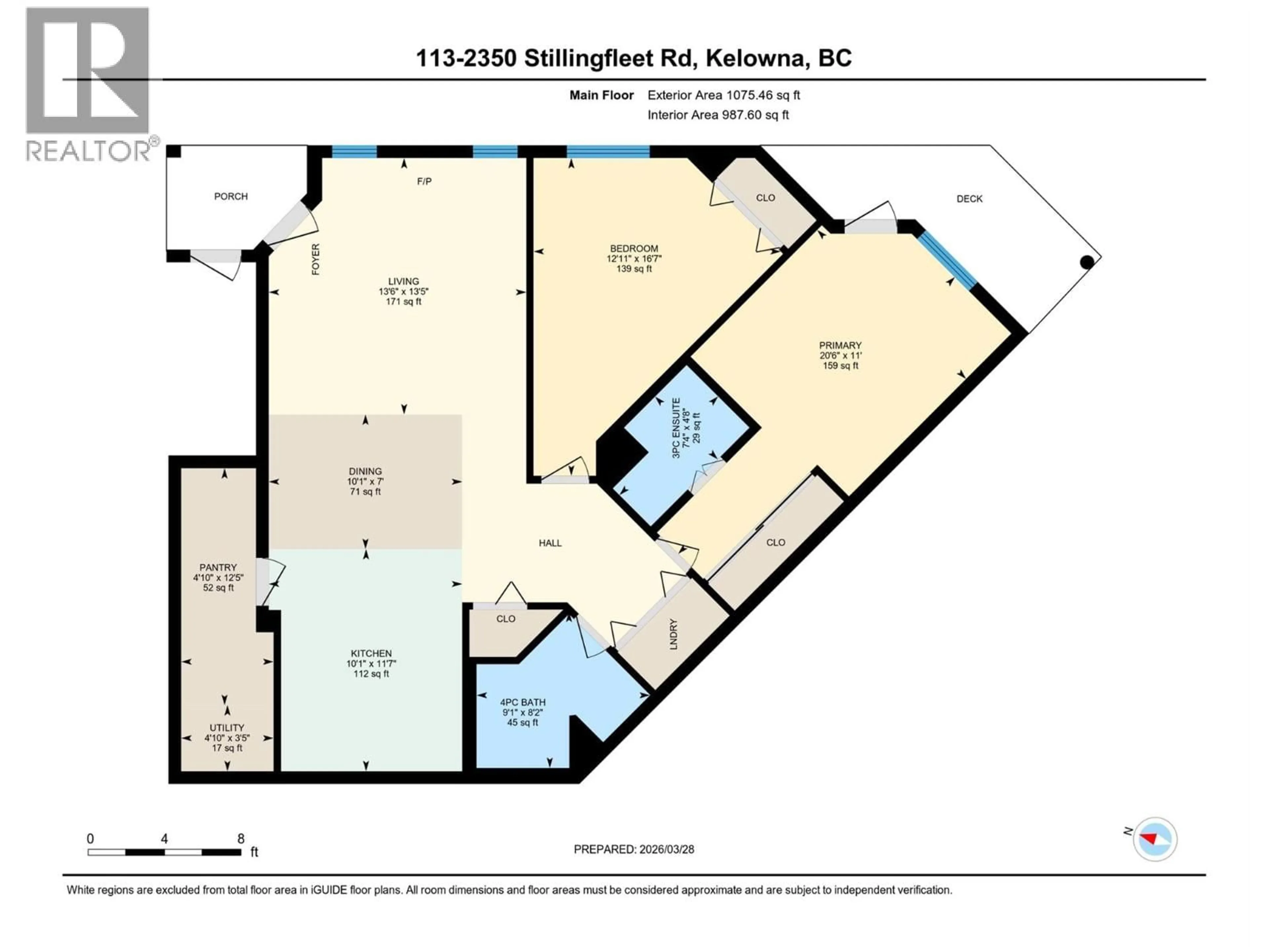 Floor plan for 113 - 2350 STILLINGFLEET ROAD, Kelowna British Columbia V1W3X9