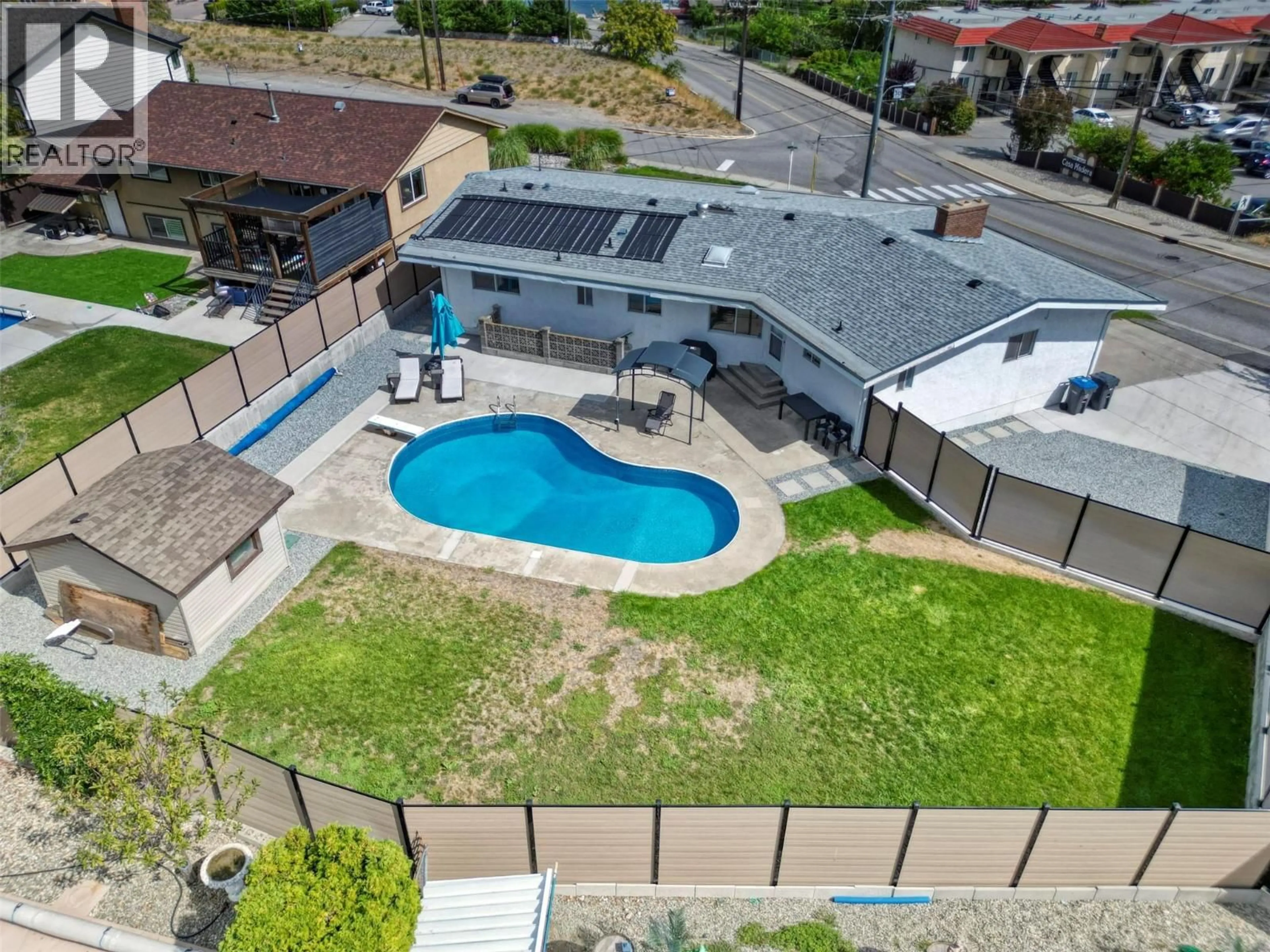 A pic from outside/outdoor area/front of a property/back of a property/a pic from drone, unknown for 9302 62ND AVENUE, Osoyoos British Columbia V0H1V1