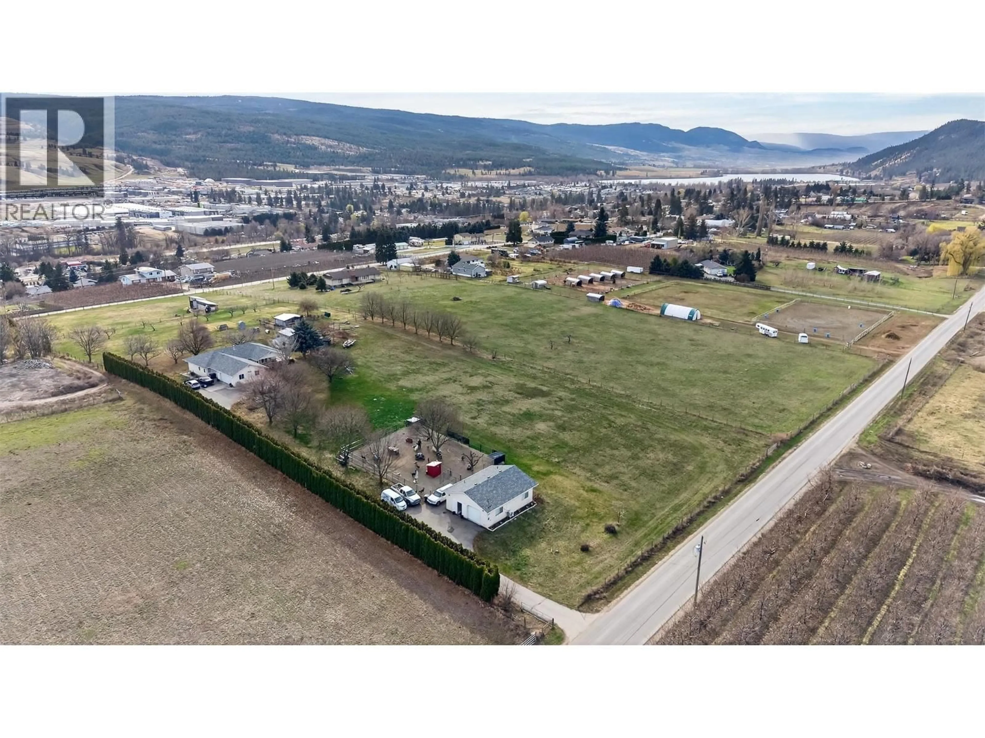 A pic from outside/outdoor area/front of a property/back of a property/a pic from drone, mountain view for 9931 SEATON ROAD, Lake Country British Columbia V4V1L4