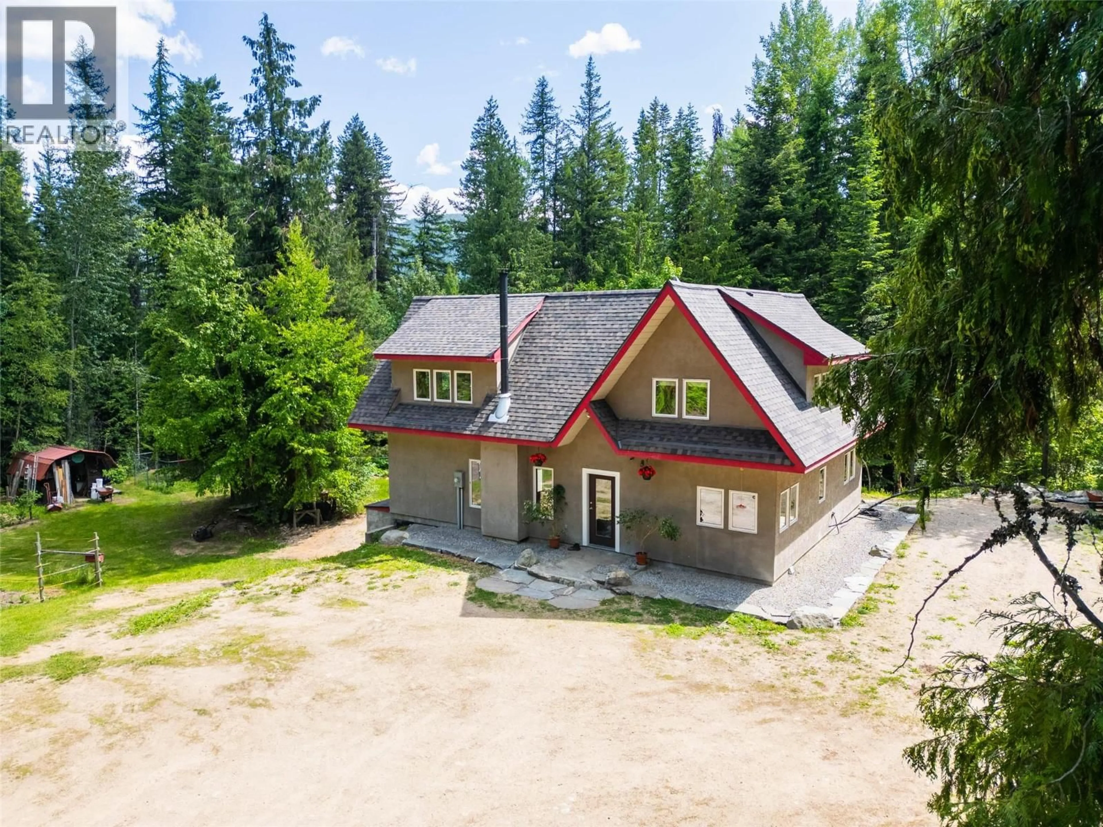 A pic from outside/outdoor area/front of a property/back of a property/a pic from drone, unknown for 3675 THOMPSON ROAD, Bonnington Falls British Columbia V0G2G3