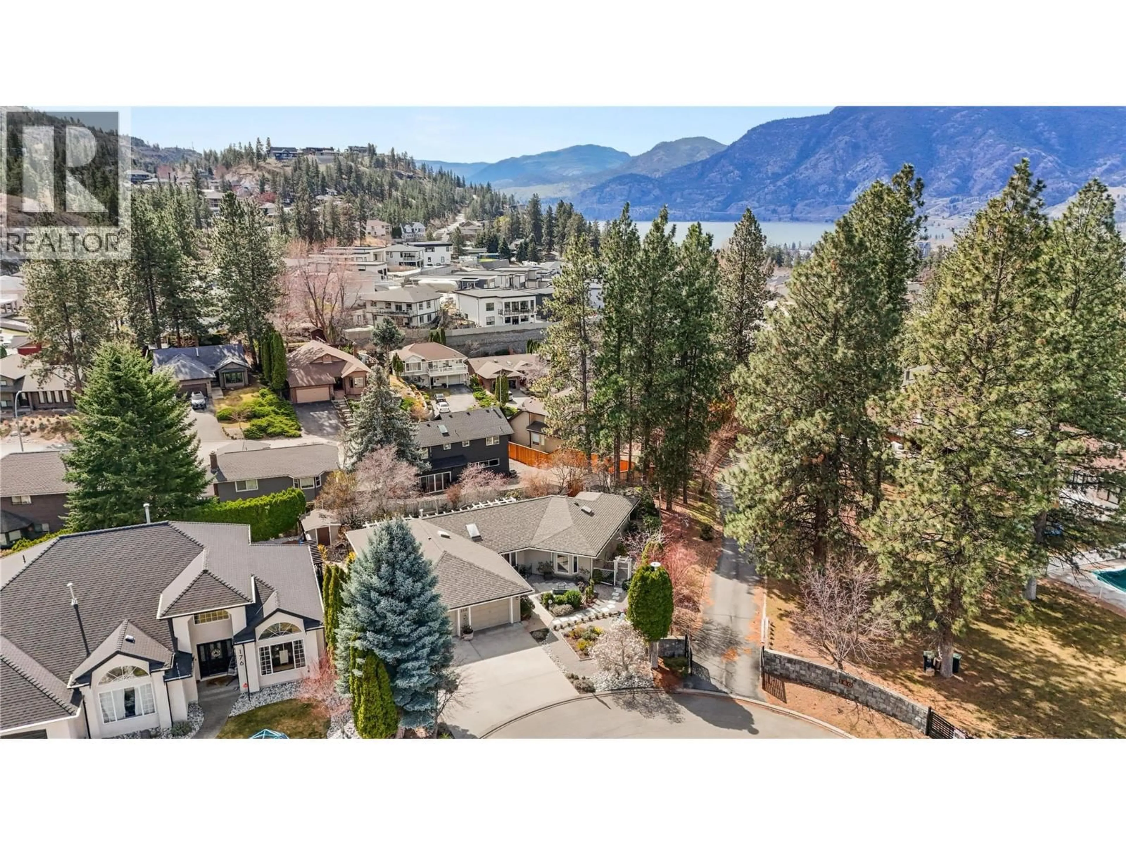 A pic from outside/outdoor area/front of a property/back of a property/a pic from drone, mountain view for 168 EVERGREEN CRESCENT, Penticton British Columbia V2A8C5