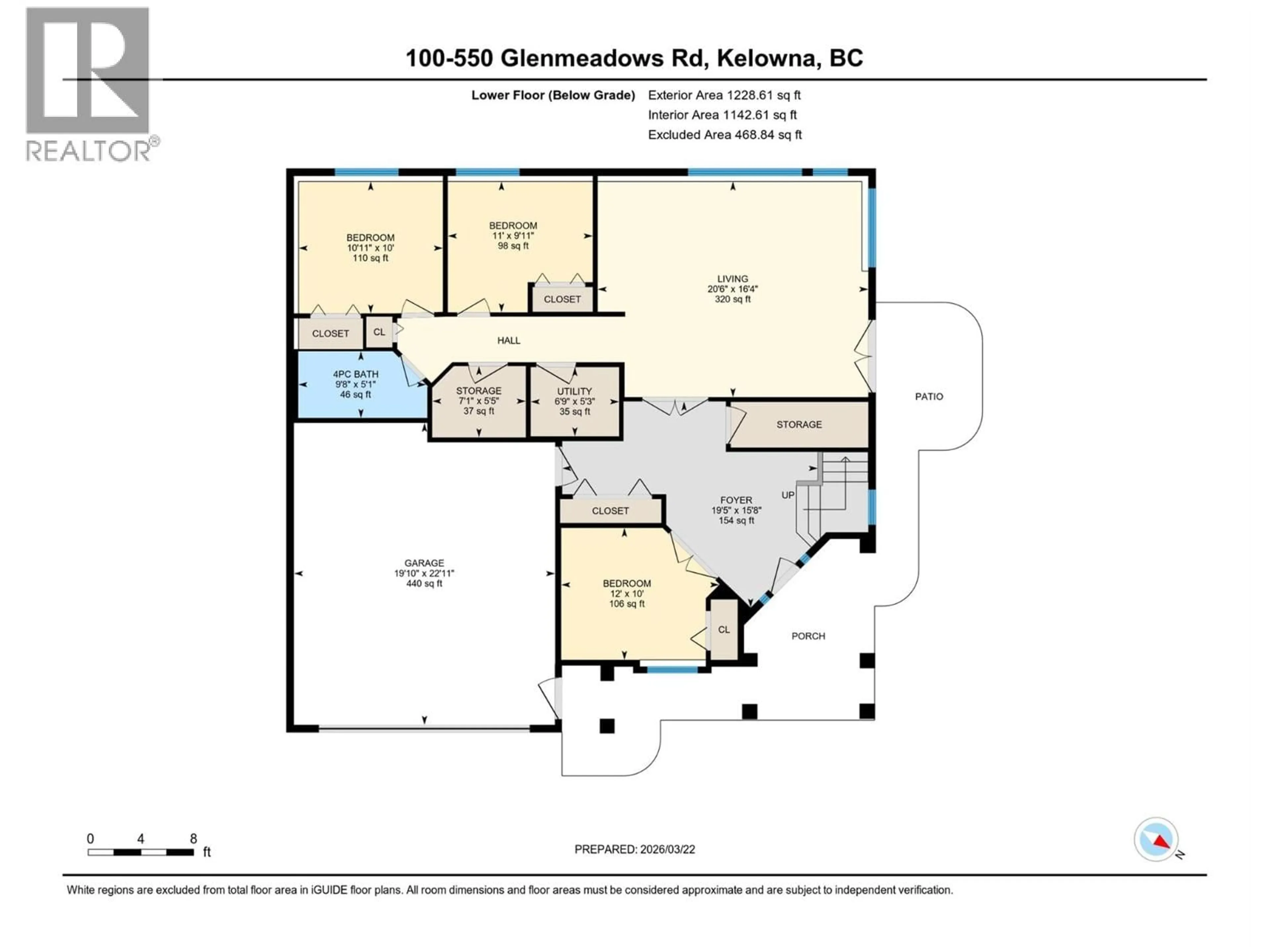 Floor plan for 100 - 550 GLENMEADOWS ROAD, Kelowna British Columbia V1V1X3