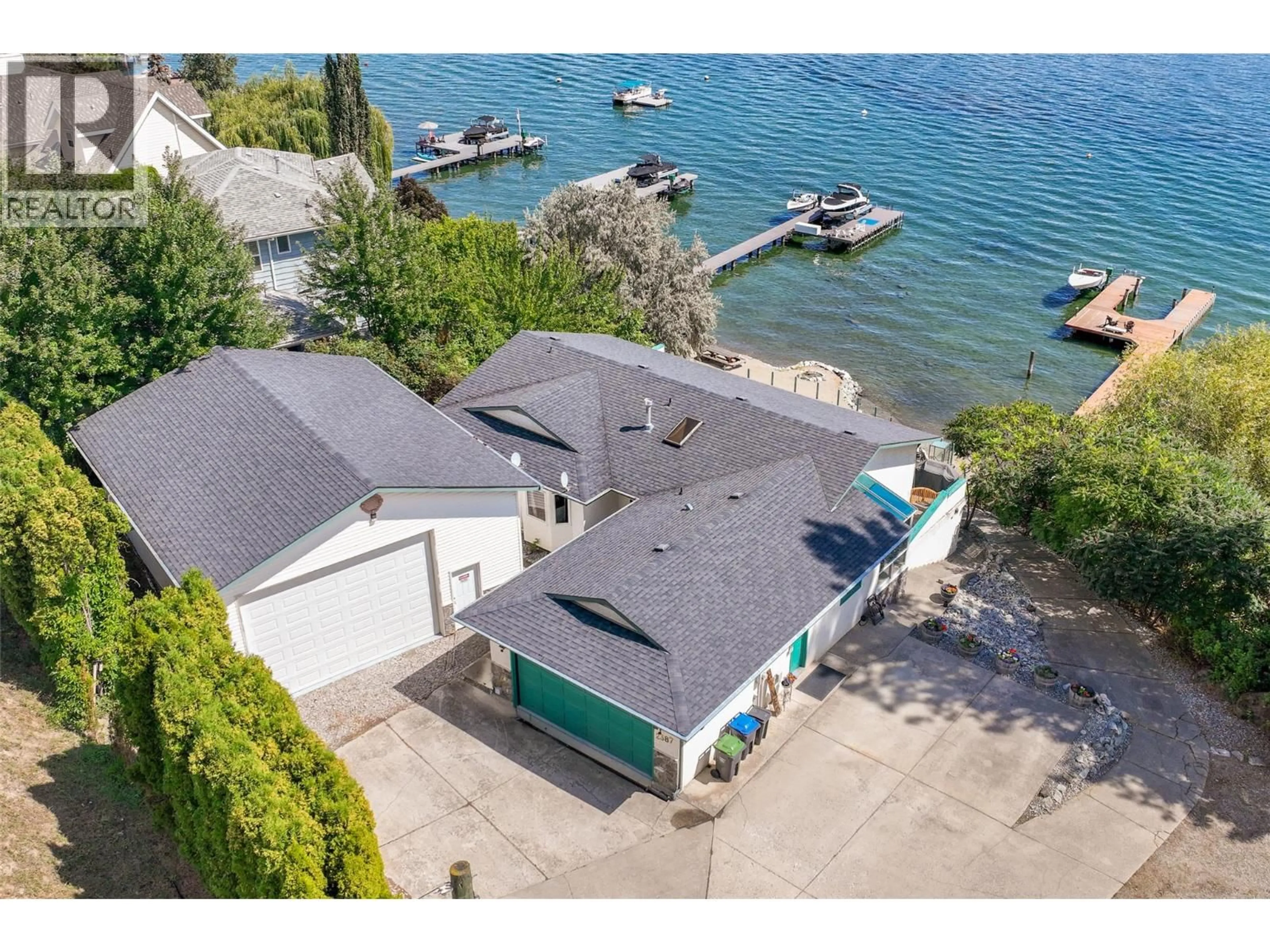 A pic from outside/outdoor area/front of a property/back of a property/a pic from drone, water/lake/river/ocean view for 2387 CAMPBELL ROAD, West Kelowna British Columbia V1Z1S9