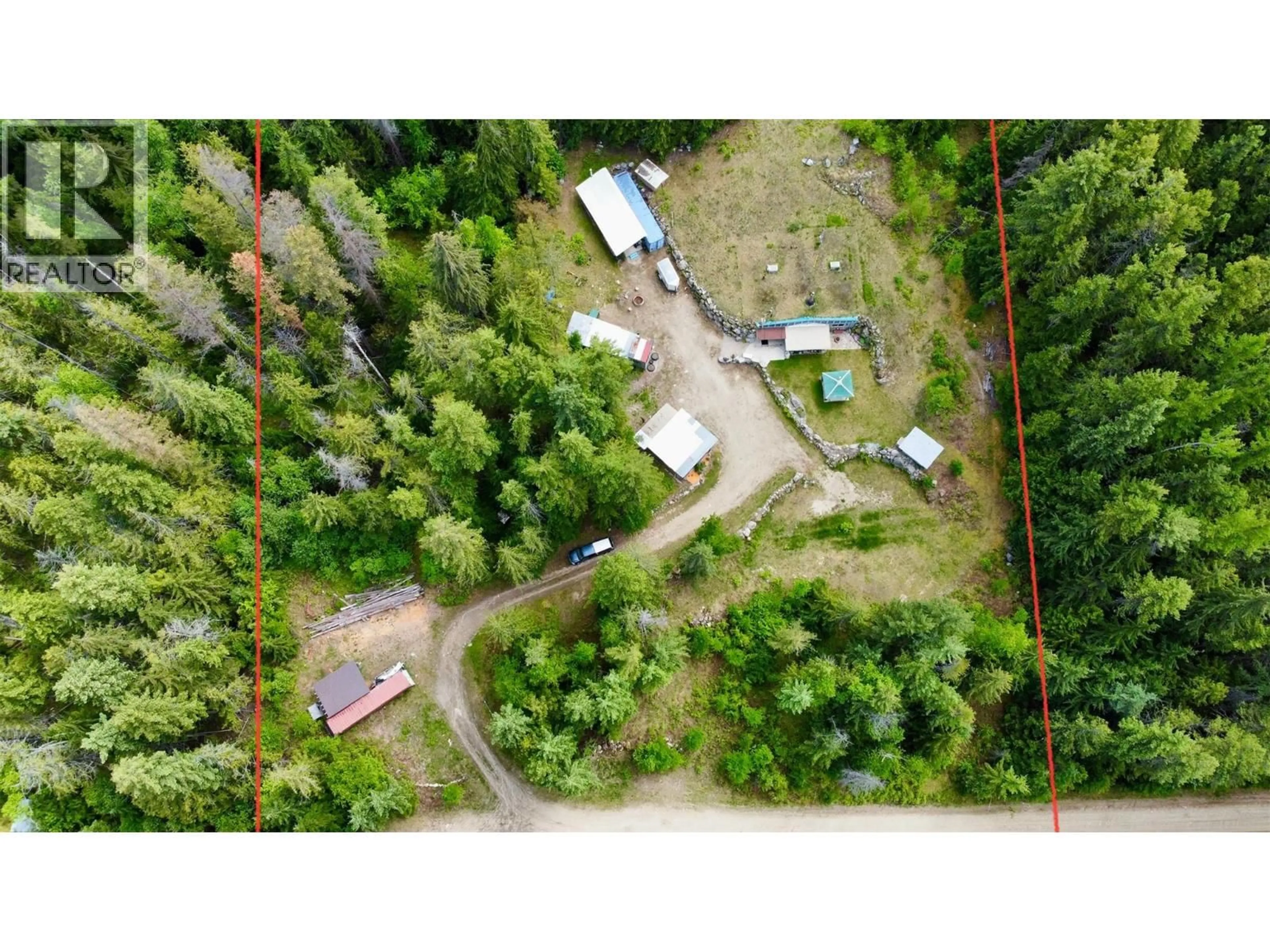 A pic from outside/outdoor area/front of a property/back of a property/a pic from drone, forest/trees view for 7705 OMEN ROAD, Fauquier British Columbia V0G1K0