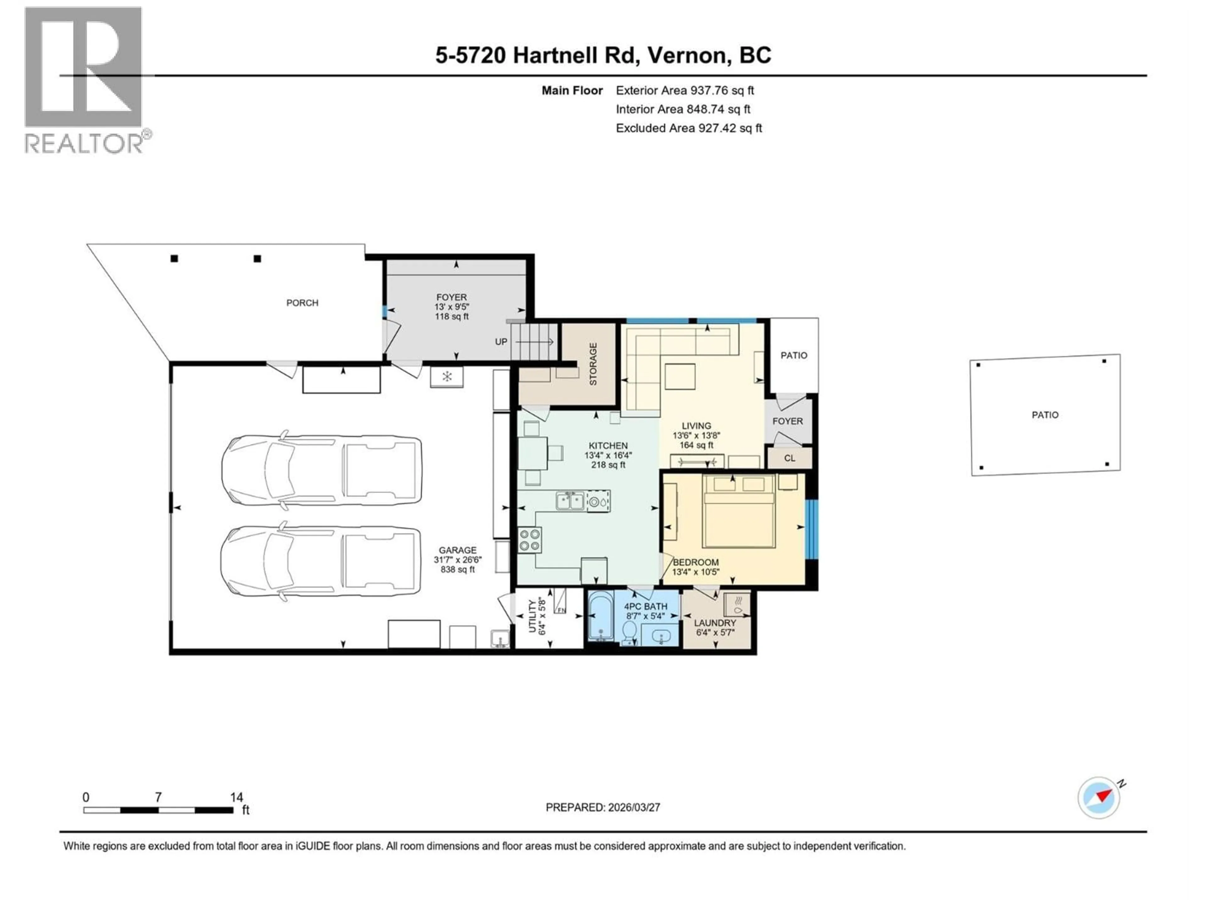 Floor plan for 5 - 5720 HARTNELL ROAD, Vernon British Columbia V1B3J5
