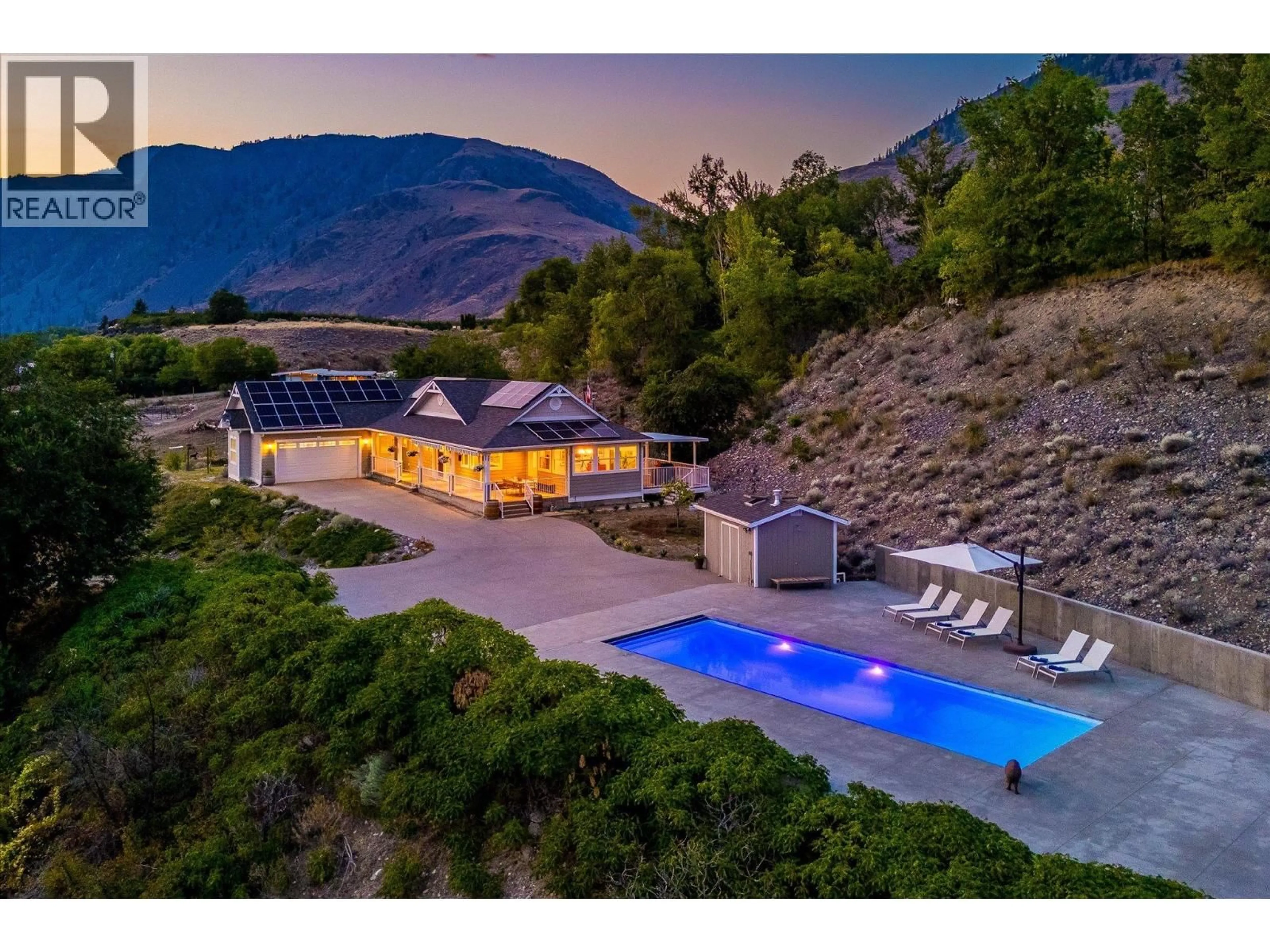 A pic from outside/outdoor area/front of a property/back of a property/a pic from drone, mountain view for 802 COULTHARD ROAD, Cawston British Columbia V0X1C2