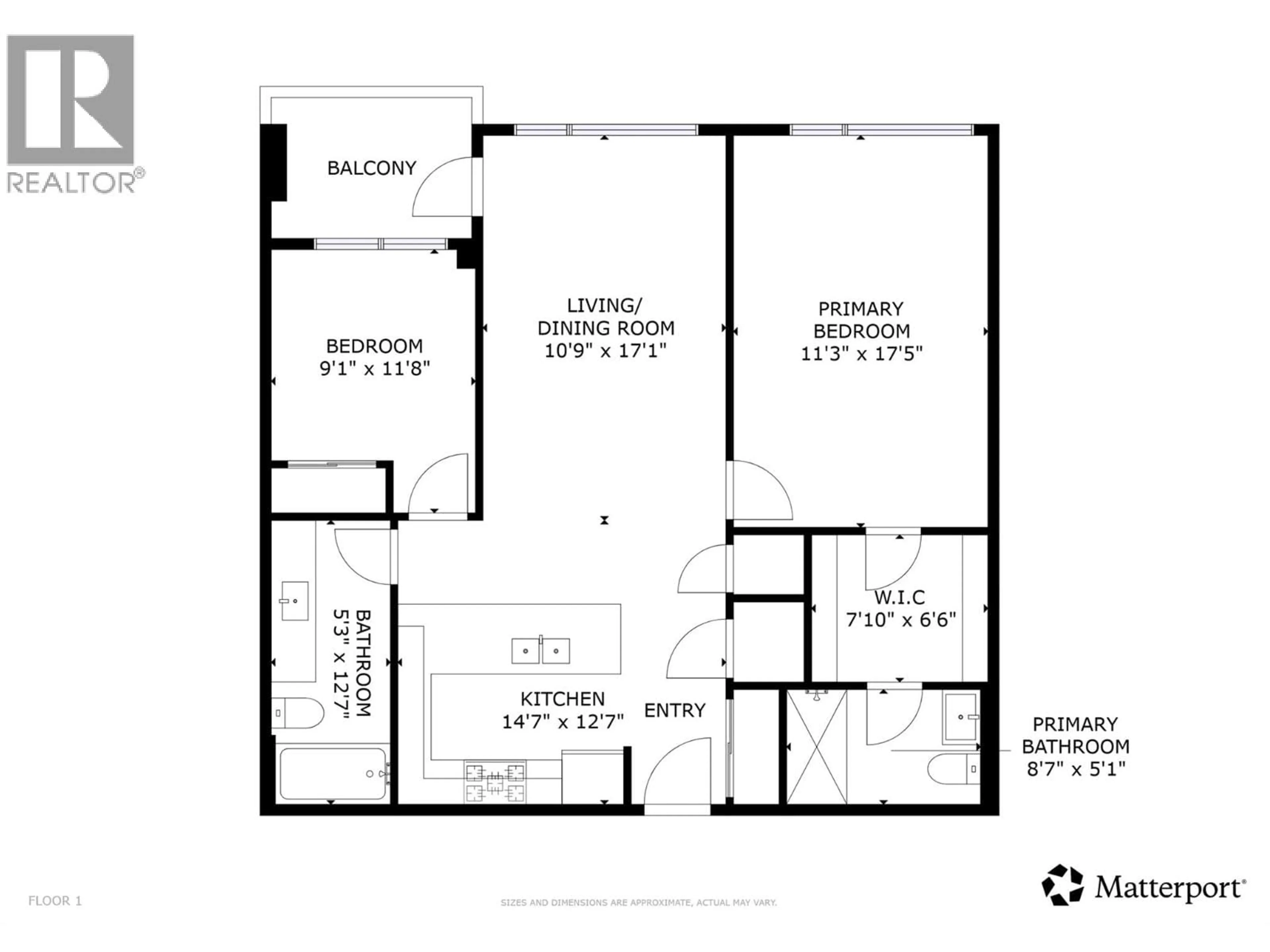 Floor plan for 505 - 1925 ENTERPRISE WAY, Kelowna British Columbia V1Y0J8