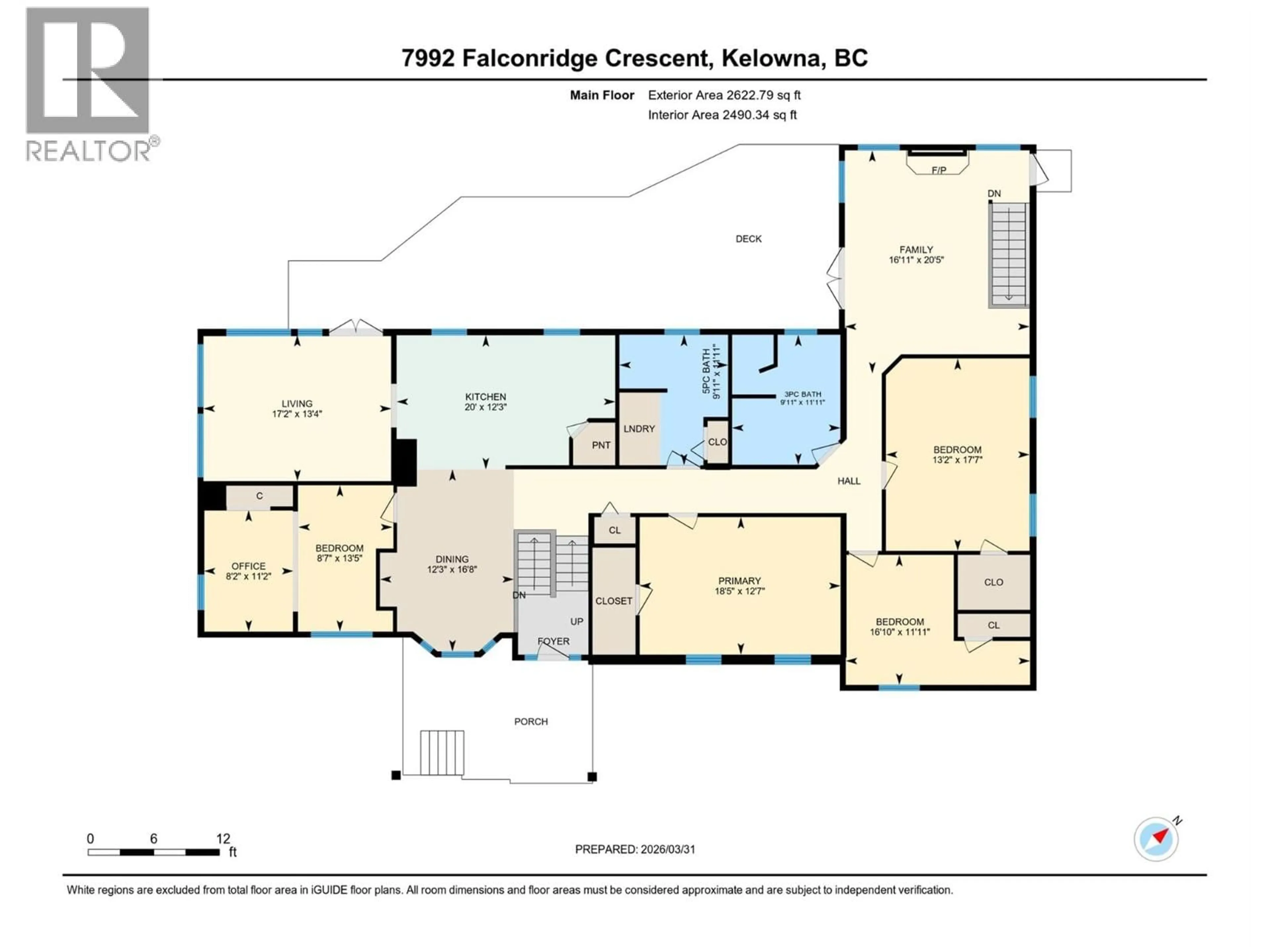 Floor plan for 7992 FALCON RIDGE CRESCENT, Kelowna British Columbia V1P1J2