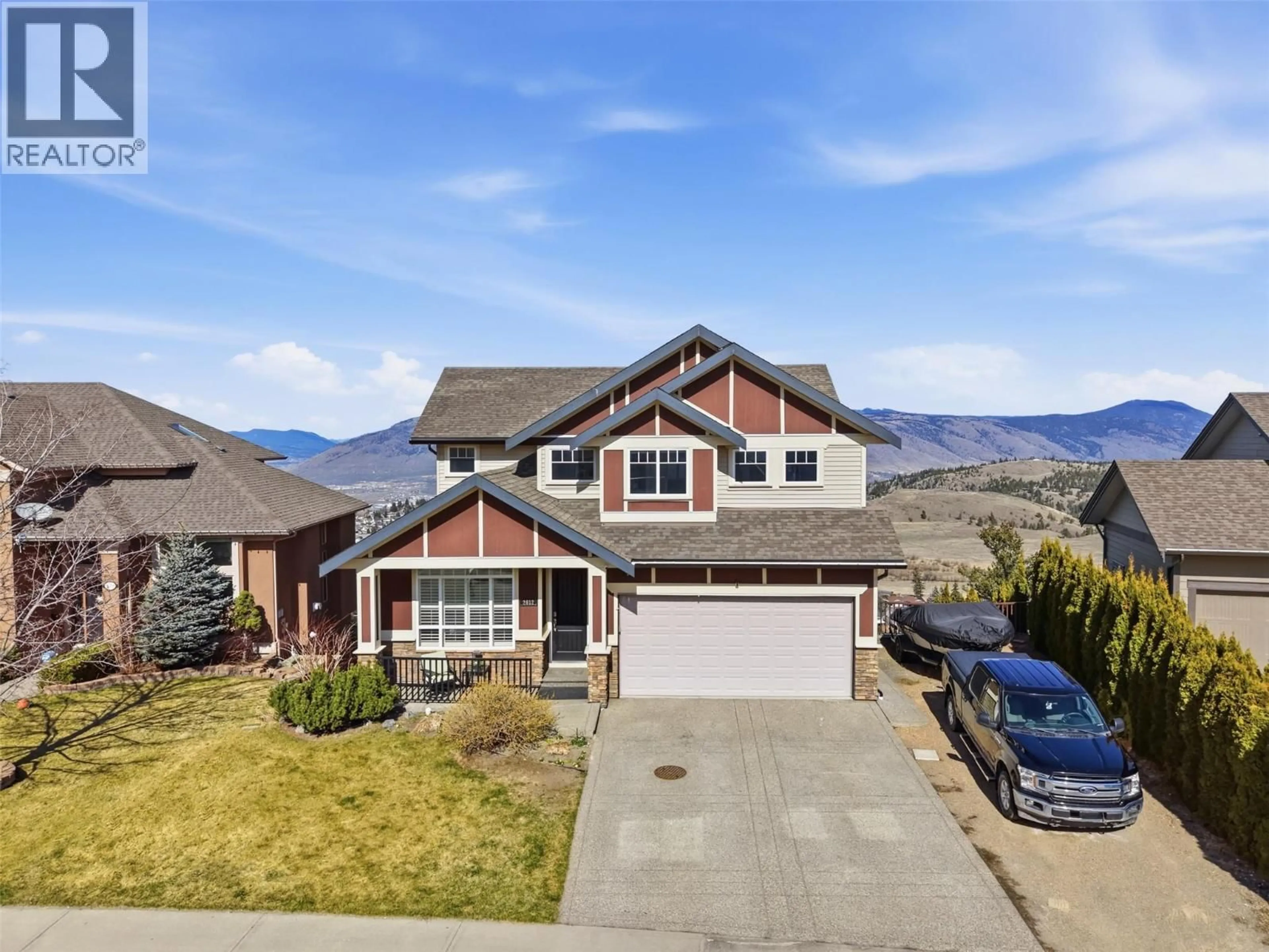 A pic from outside/outdoor area/front of a property/back of a property/a pic from drone, mountain view for 2612 TELFORD DRIVE, Kamloops British Columbia V1S0A3