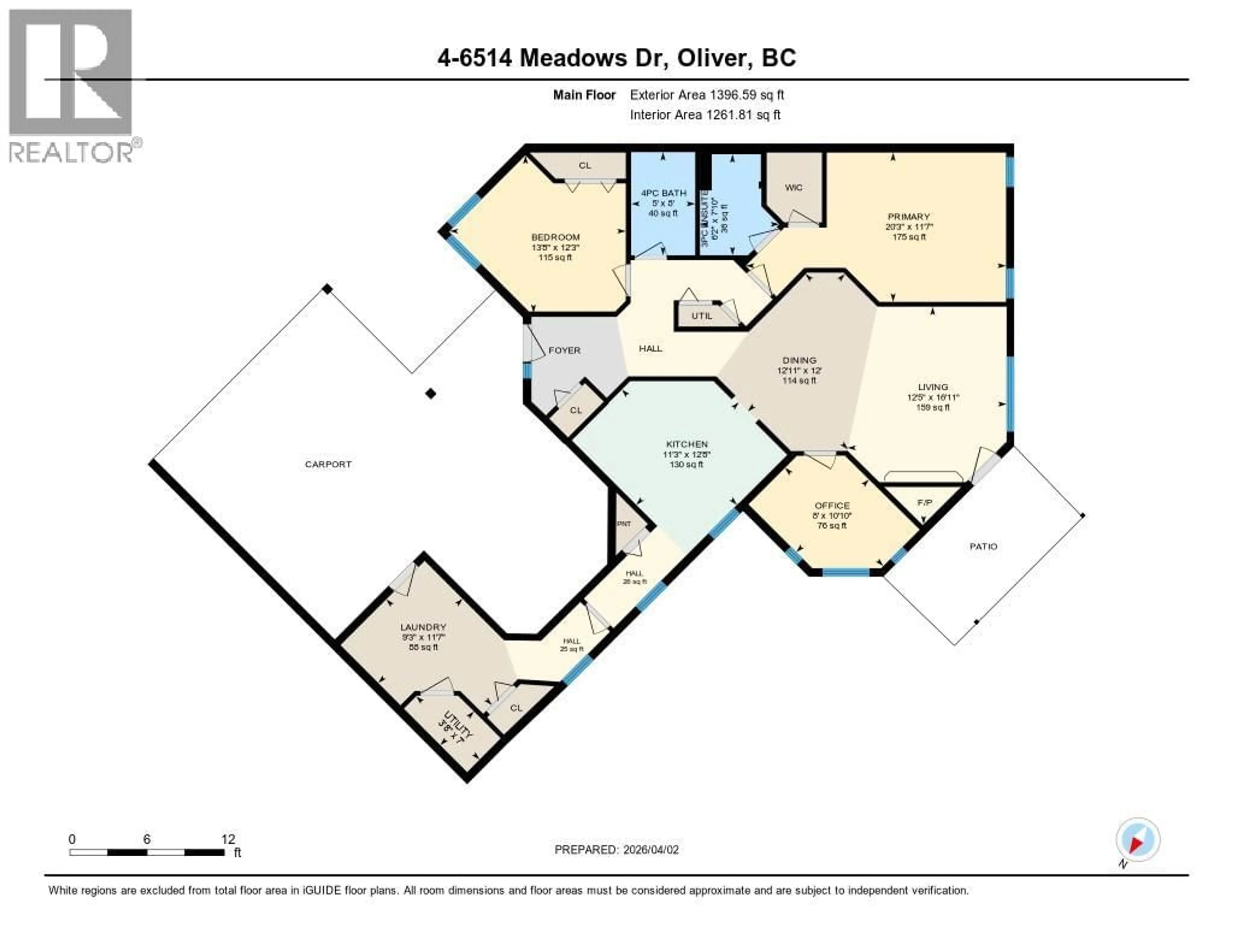 Floor plan for 4 - 6514 MEADOWS DRIVE, Oliver British Columbia V0H1T3