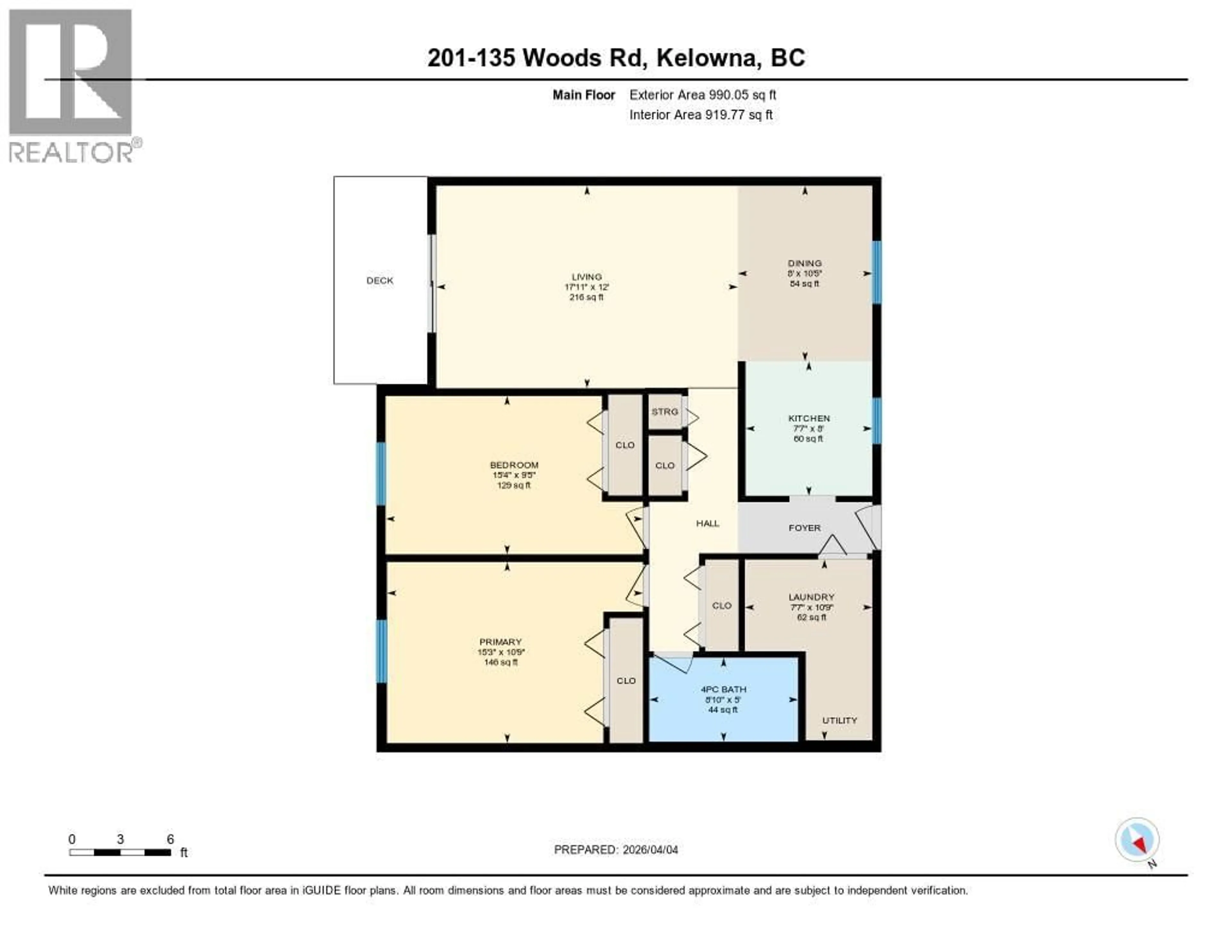 Floor plan for 201 - 135 WOODS ROAD, Kelowna British Columbia V1X6Z3