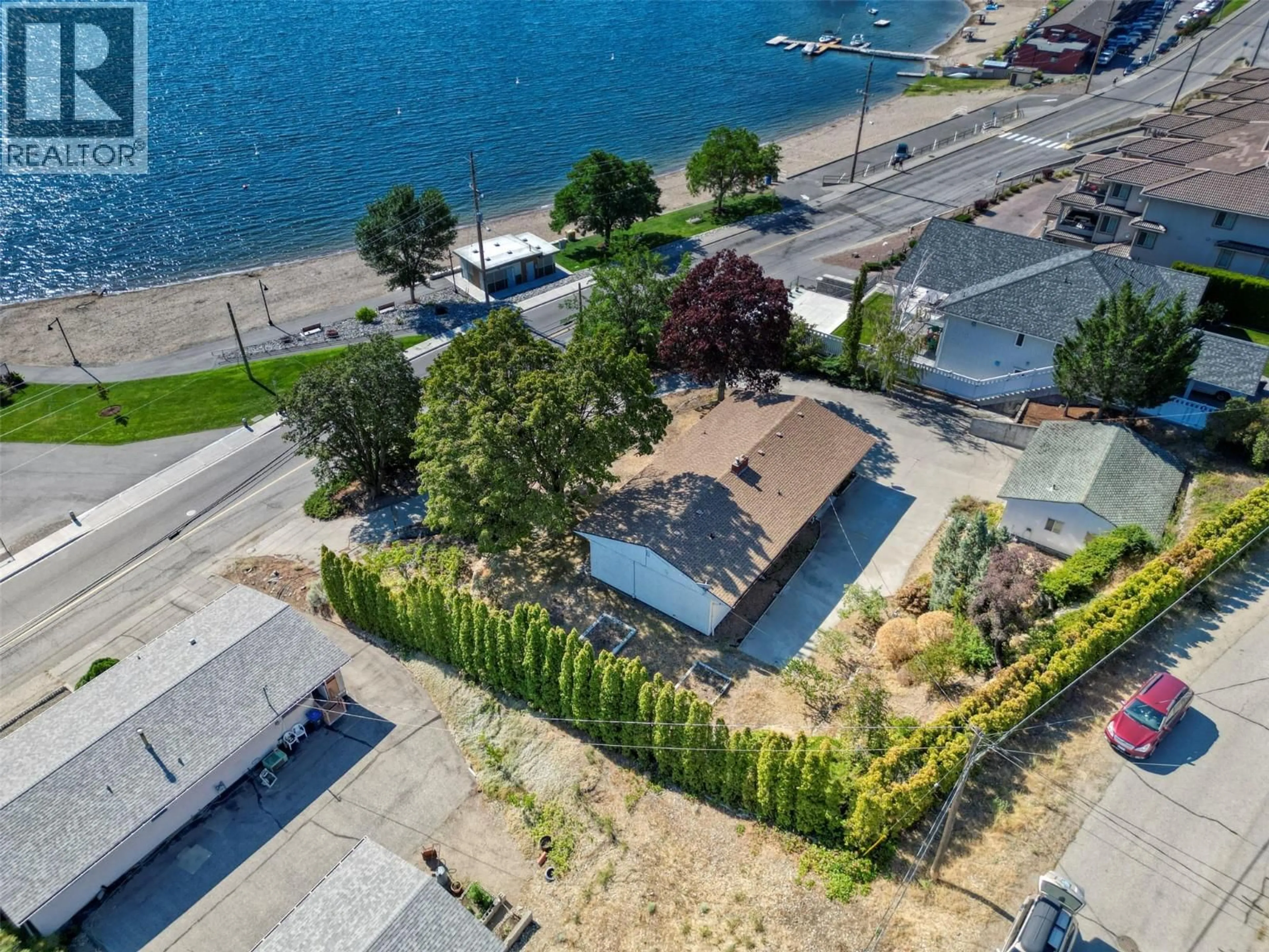 A pic from outside/outdoor area/front of a property/back of a property/a pic from drone, water/lake/river/ocean view for 6406 89TH STREET, Osoyoos British Columbia V0H1V1