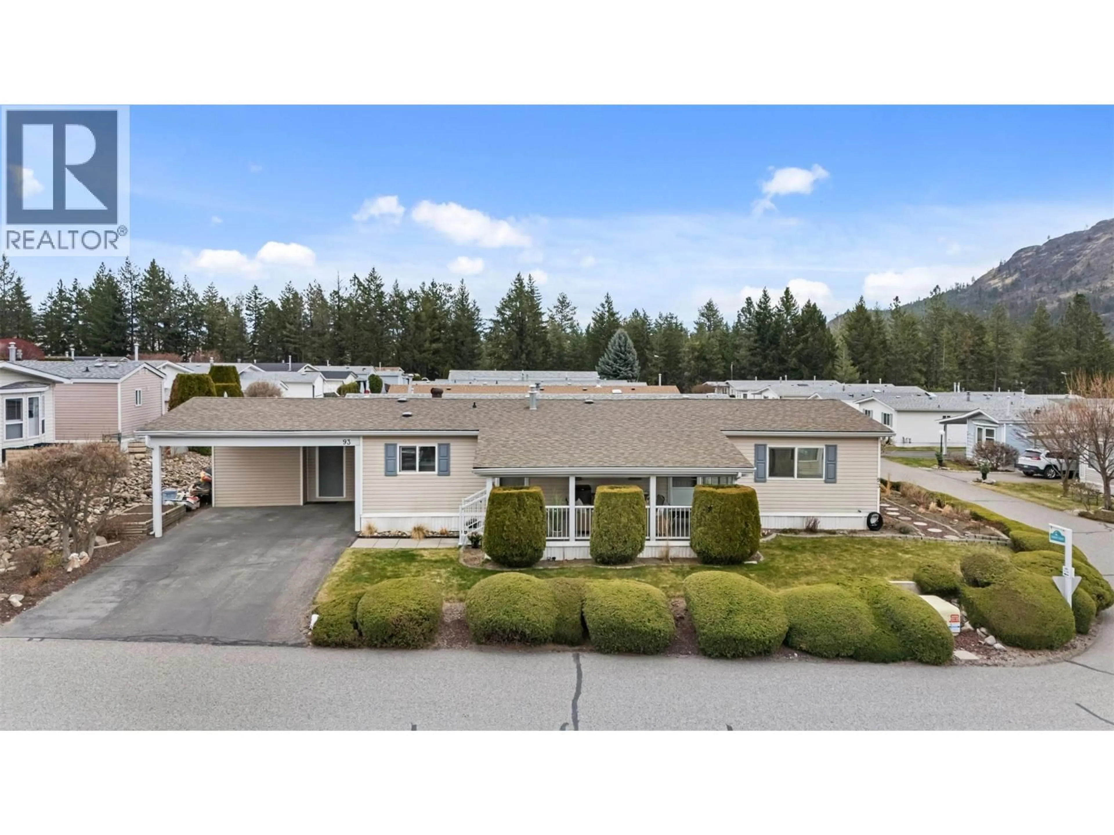 A pic from outside/outdoor area/front of a property/back of a property/a pic from drone, mountain view for 93 - 1850 SHANNON LAKE ROAD, West Kelowna British Columbia V4T1L6