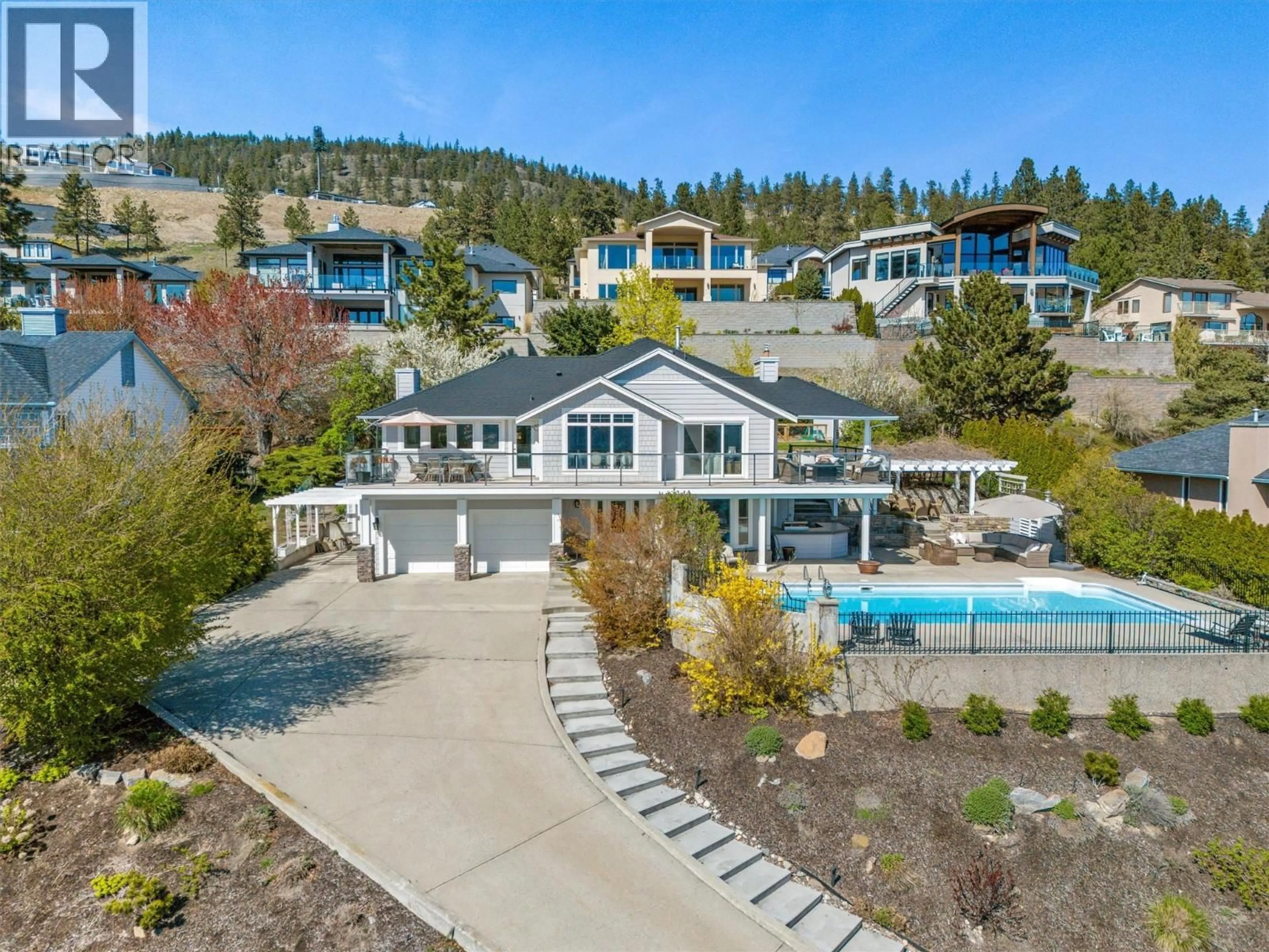 A pic from outside/outdoor area/front of a property/back of a property/a pic from drone, water/lake/river/ocean view for 1312 MENU ROAD, West Kelowna British Columbia V1Z3K2
