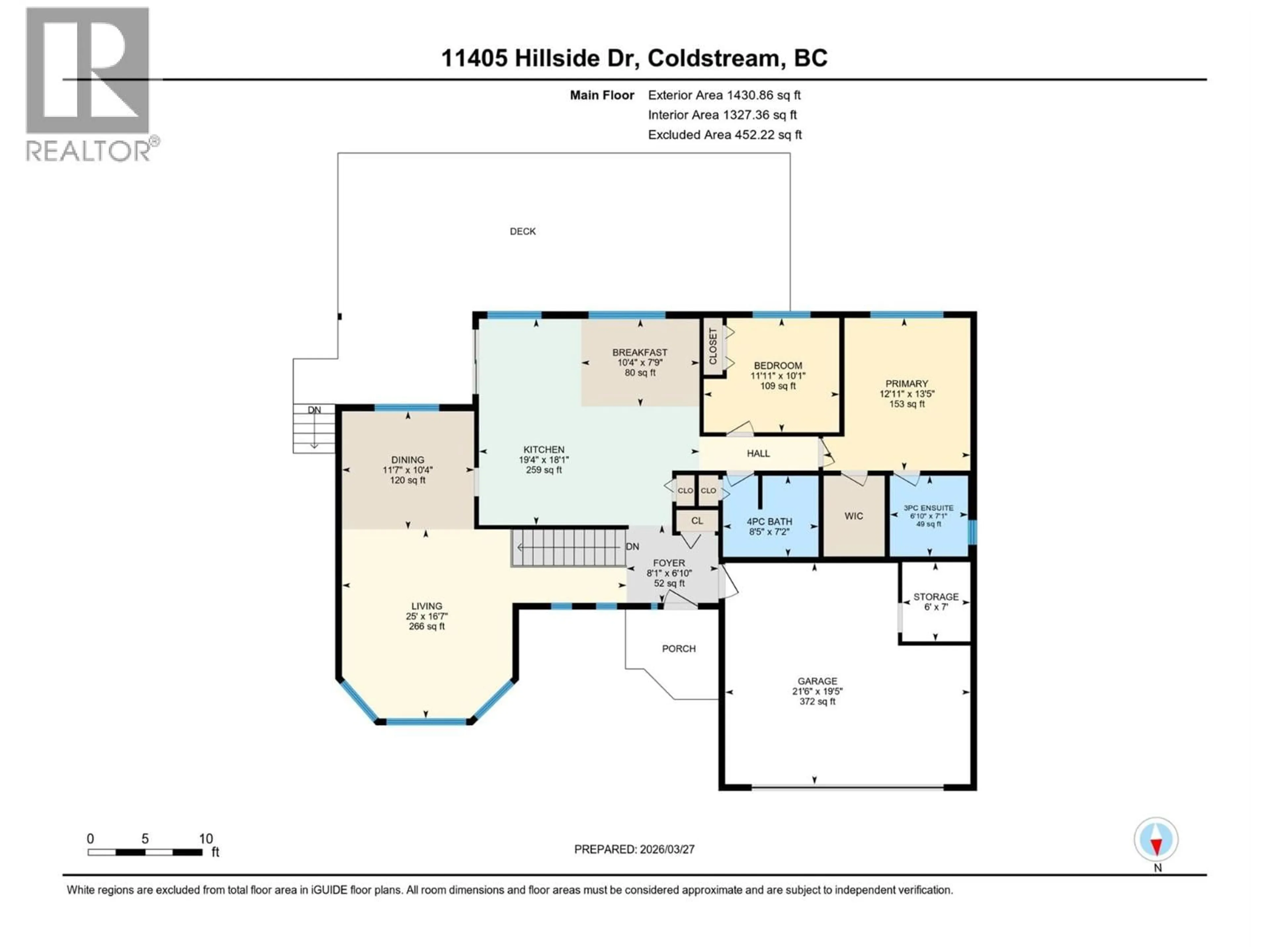 Floor plan for 11405 HILLSIDE DRIVE, Coldstream British Columbia V1B2A3