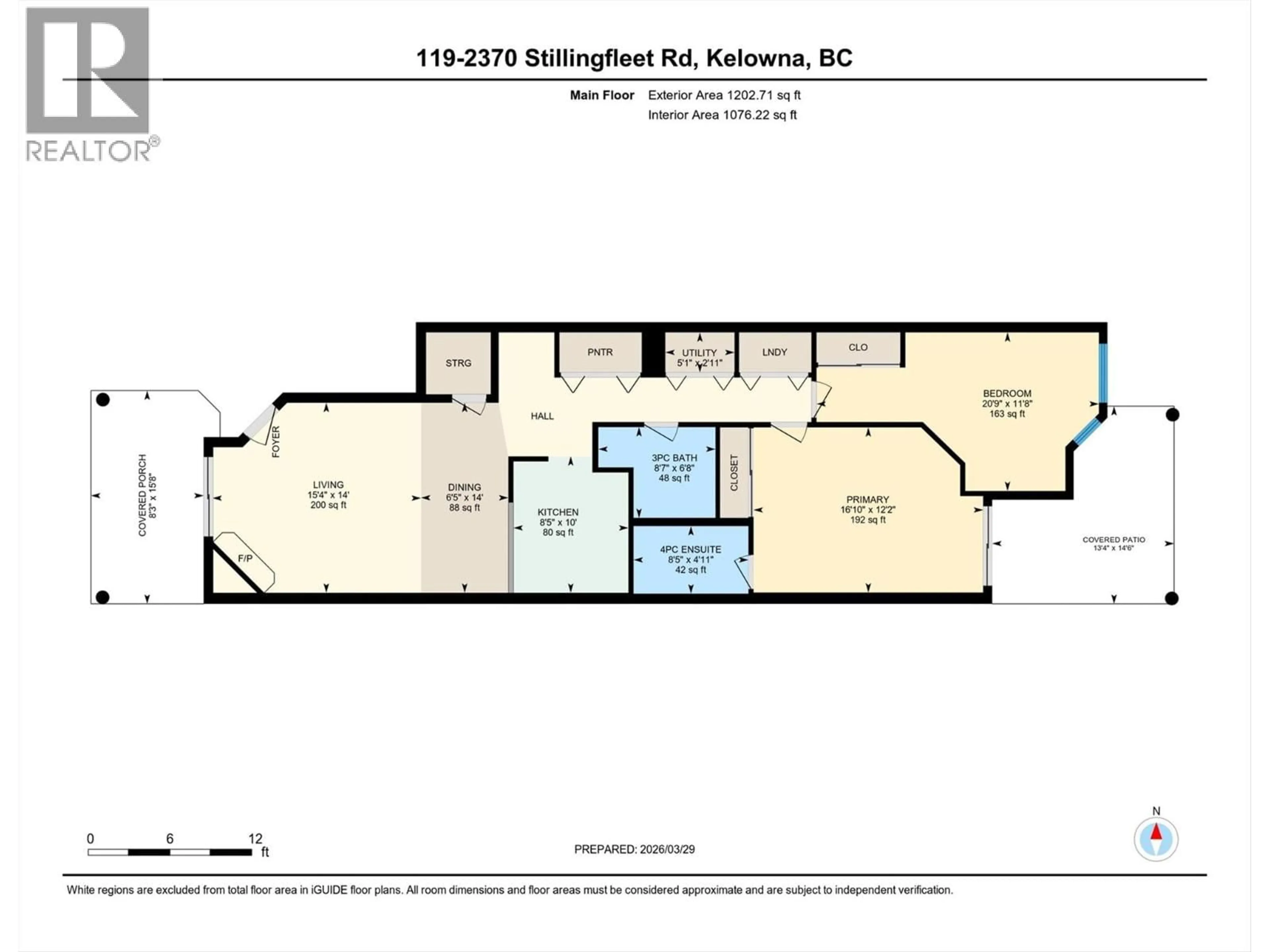 Floor plan for 119 - 2370 STILLINGFLEET ROAD, Kelowna British Columbia V1W3X8