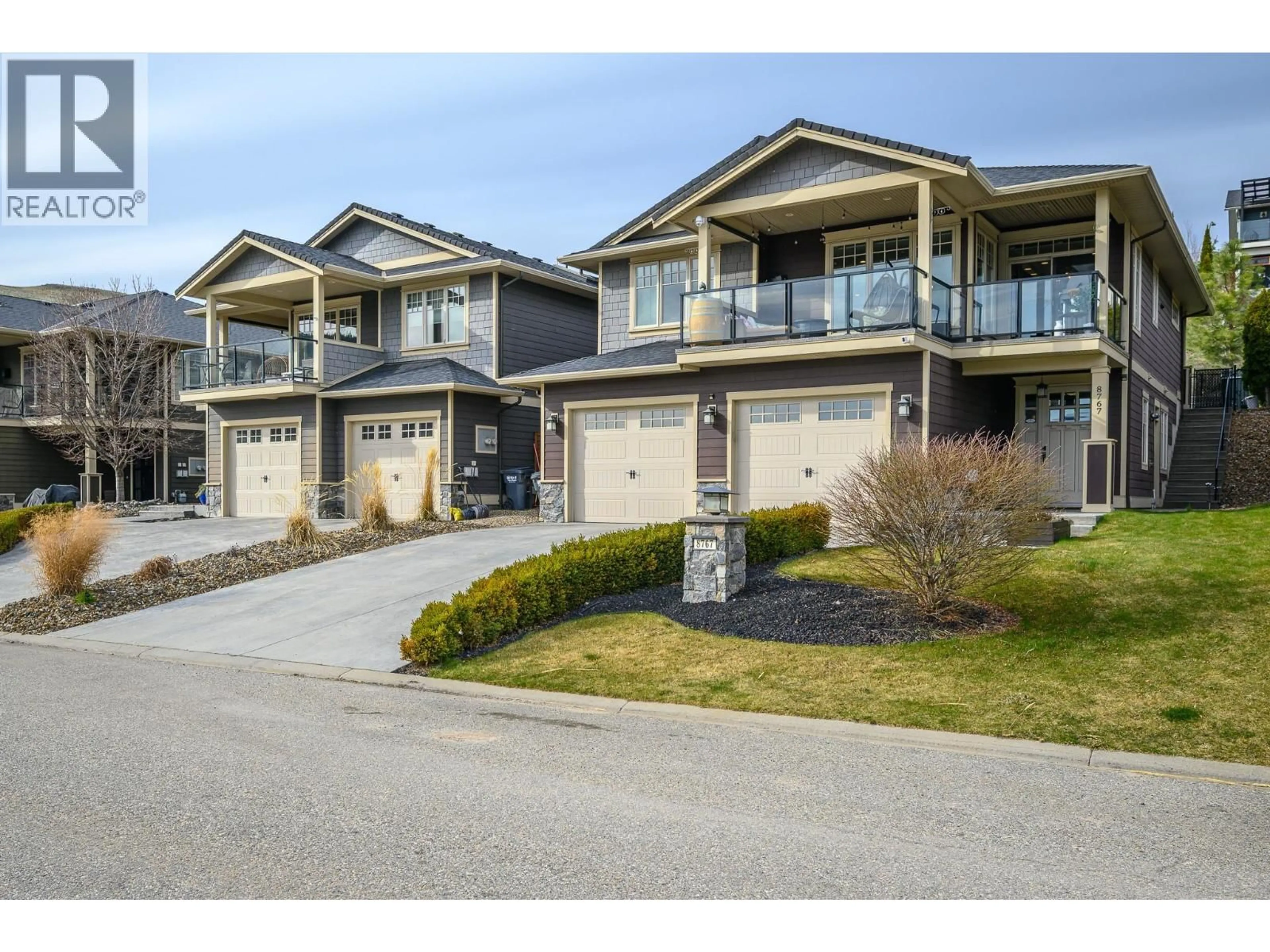 A pic from outside/outdoor area/front of a property/back of a property/a pic from drone, street for 8767 HOFER DRIVE, Coldstream British Columbia V1B1Y8