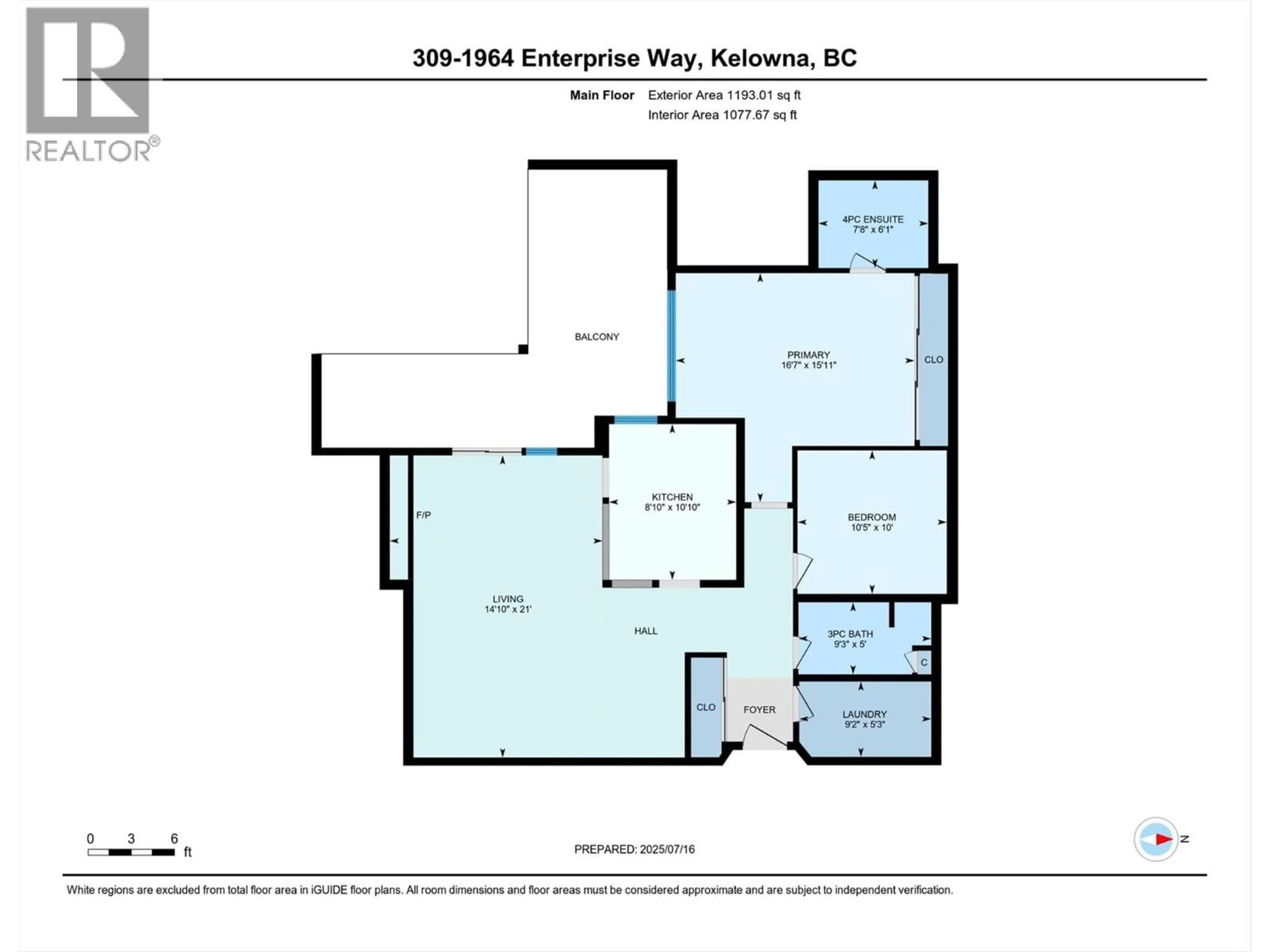 Floor plan for 309 - 1964 ENTERPRISE WAY, Kelowna British Columbia V1Y9S7