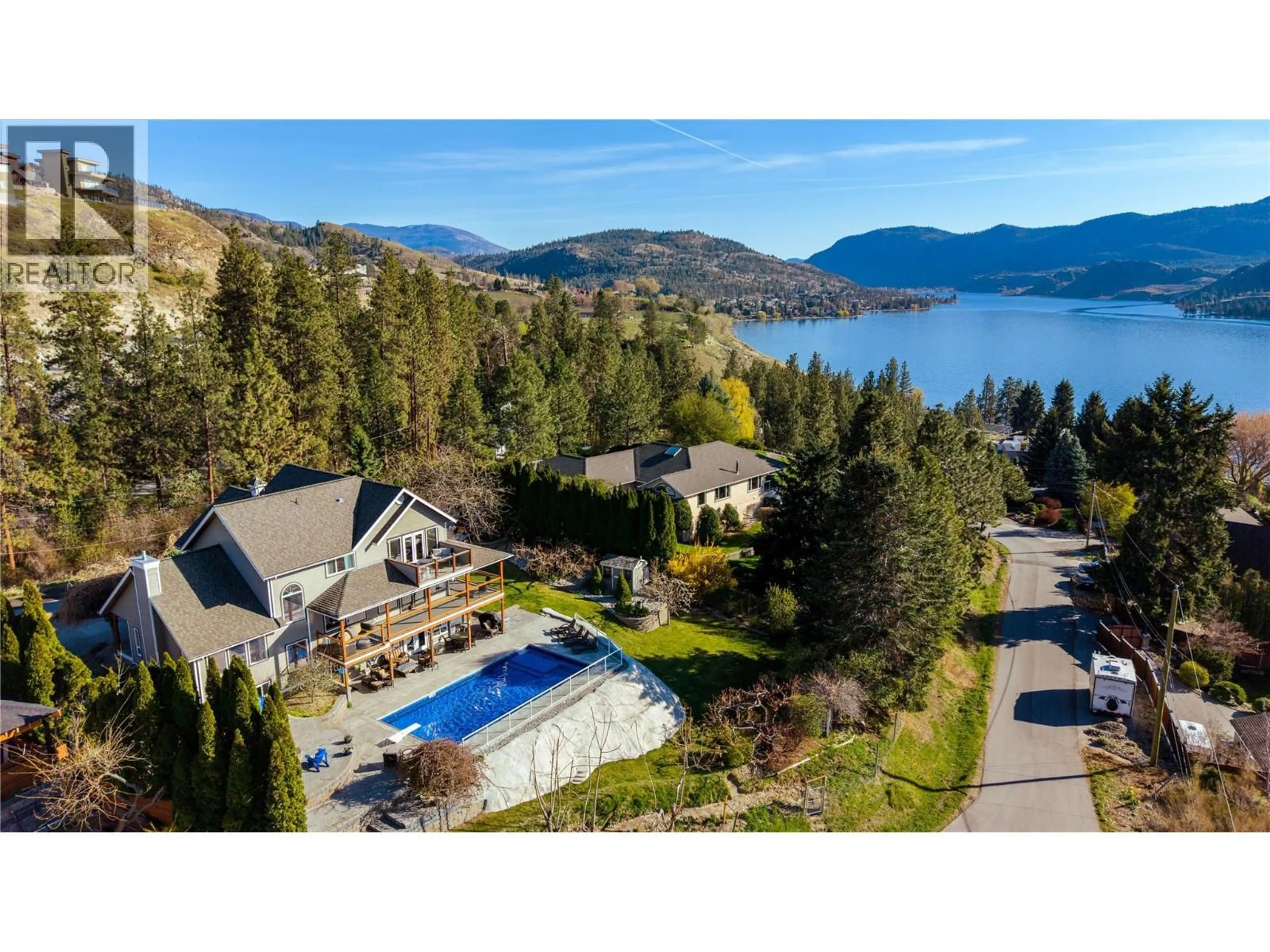A pic from outside/outdoor area/front of a property/back of a property/a pic from drone, water/lake/river/ocean view for 165 HIGHLAND DRIVE, Okanagan Falls British Columbia V0H1R3