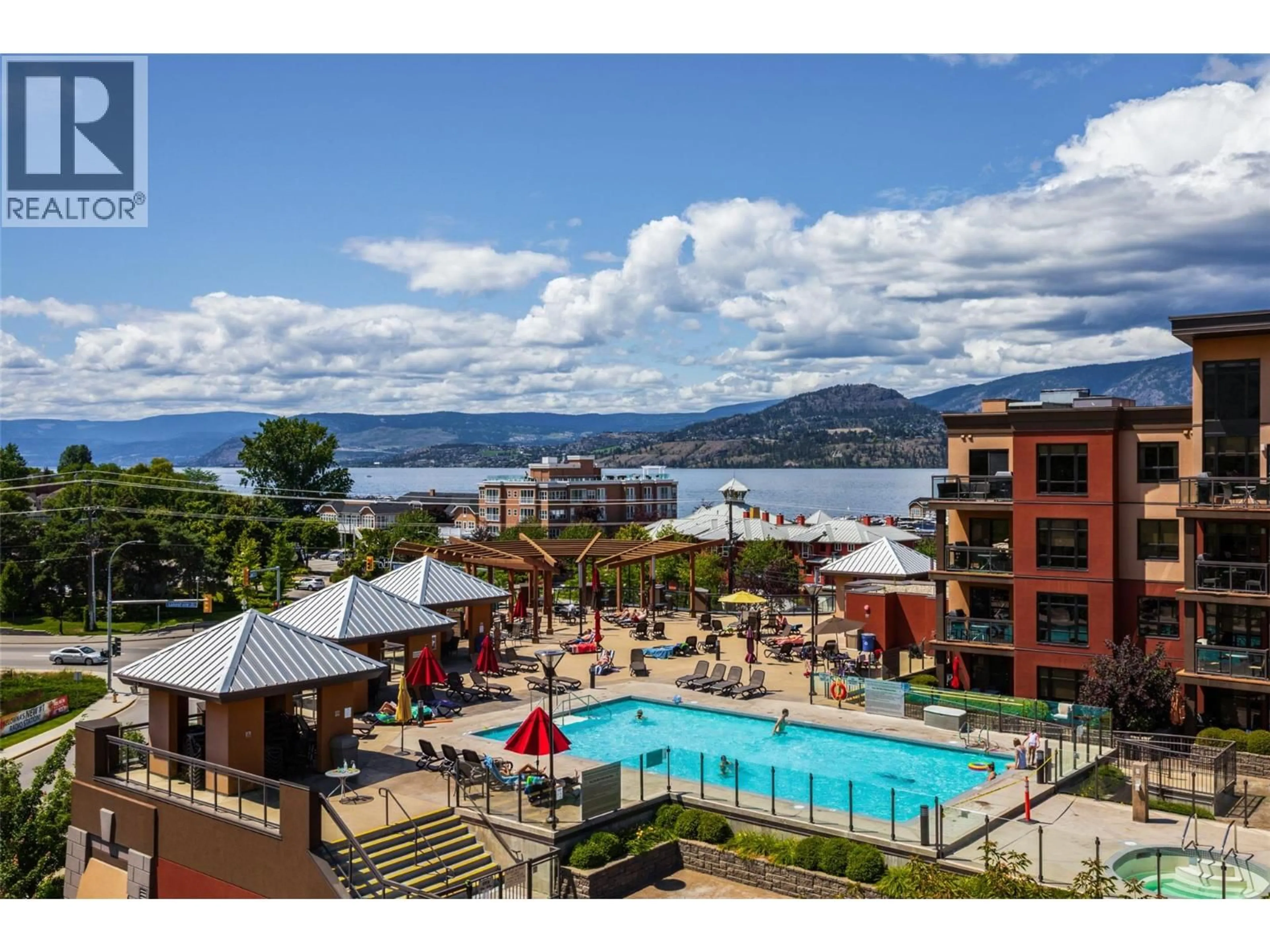 A pic from outside/outdoor area/front of a property/back of a property/a pic from drone, water/lake/river/ocean view for 314 - 654 COOK ROAD, Kelowna British Columbia V1W3G7