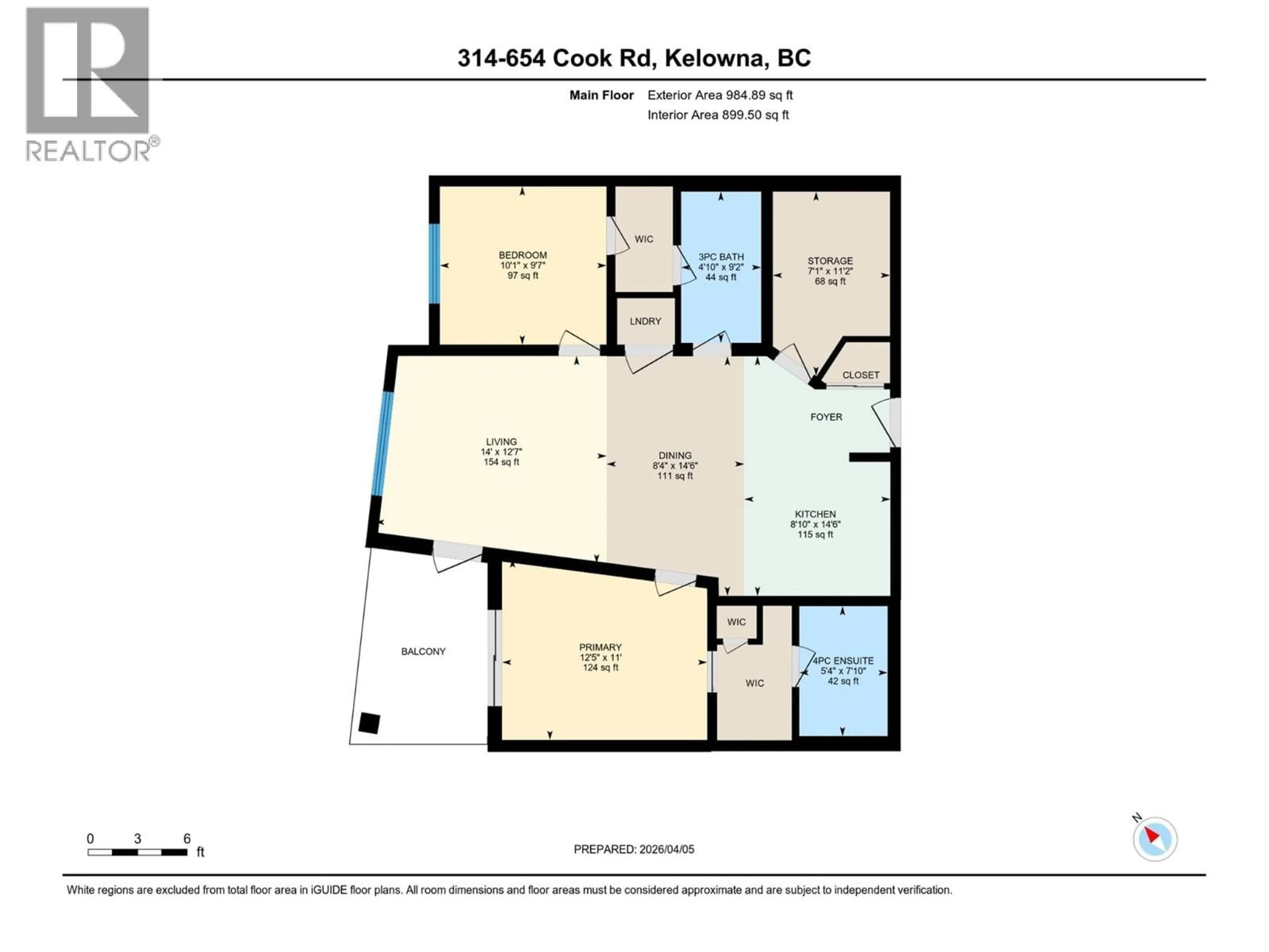 Floor plan for 314 - 654 COOK ROAD, Kelowna British Columbia V1W3G7