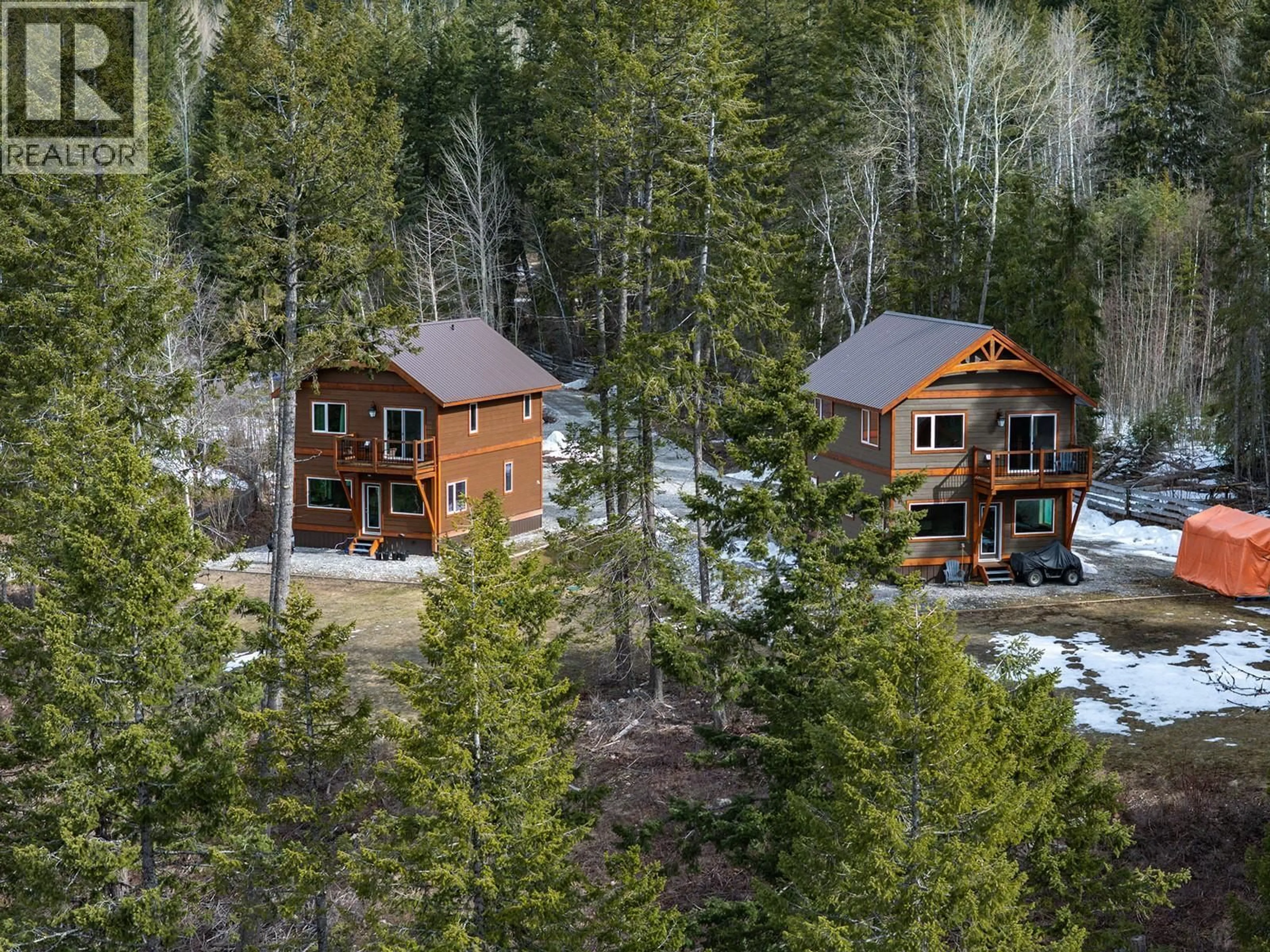 A pic from outside/outdoor area/front of a property/back of a property/a pic from drone, forest/trees view for 1352 CAMPBELL ROAD, Golden British Columbia V0A1H7