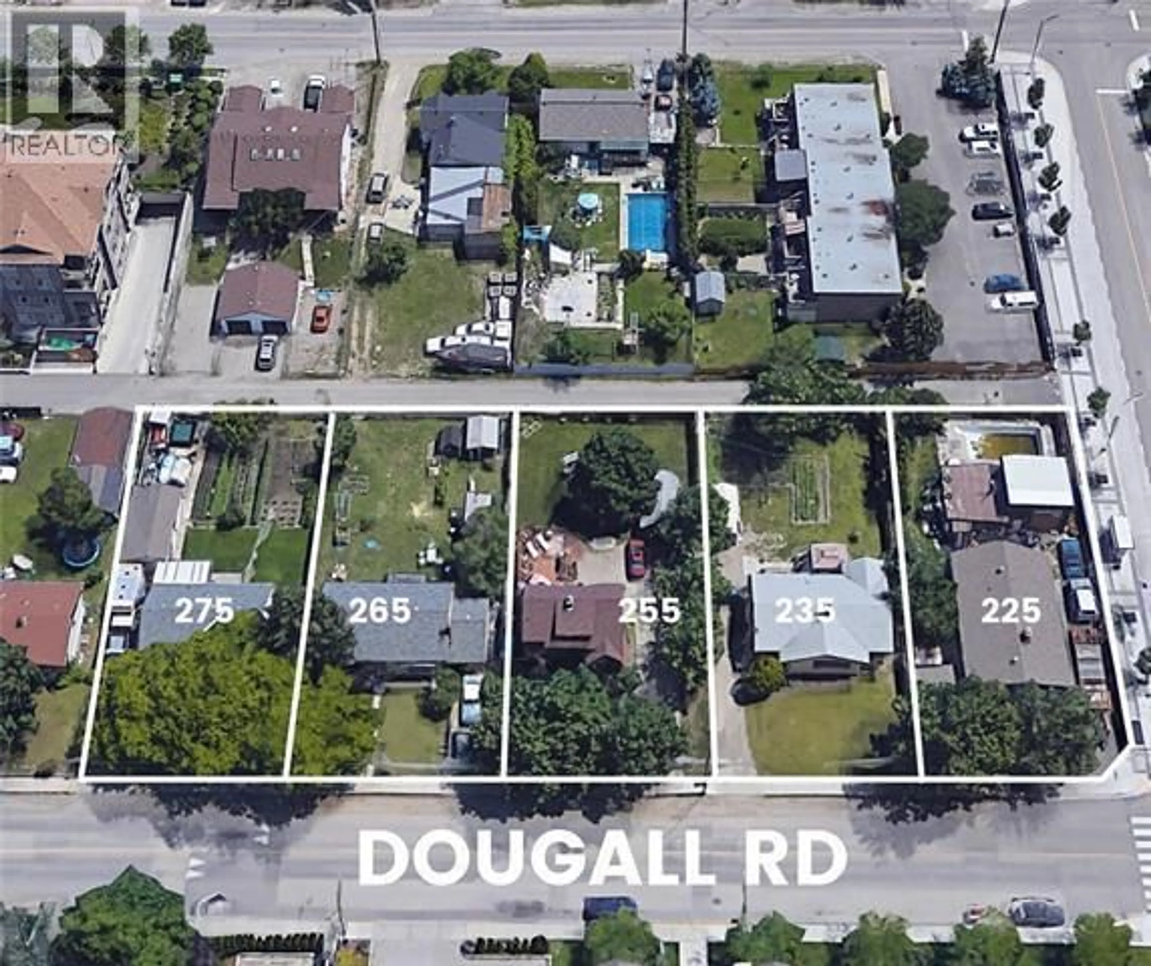 A pic from outside/outdoor area/front of a property/back of a property/a pic from drone, street for 275 DOUGALL ROAD NORTH, Kelowna British Columbia V1X3K6