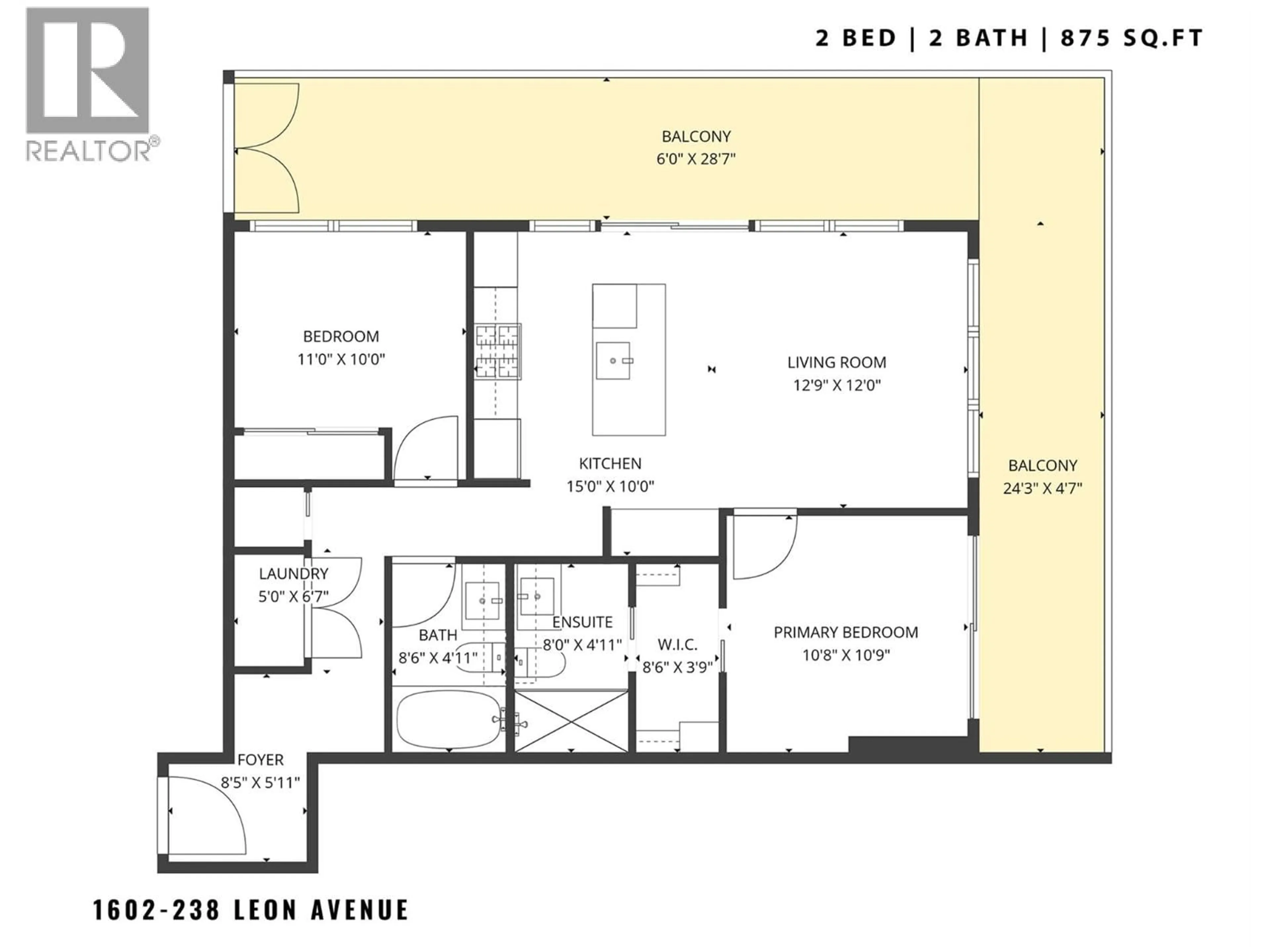 Floor plan for 1602 - 238 LEON AVENUE, Kelowna British Columbia V1Y0N6