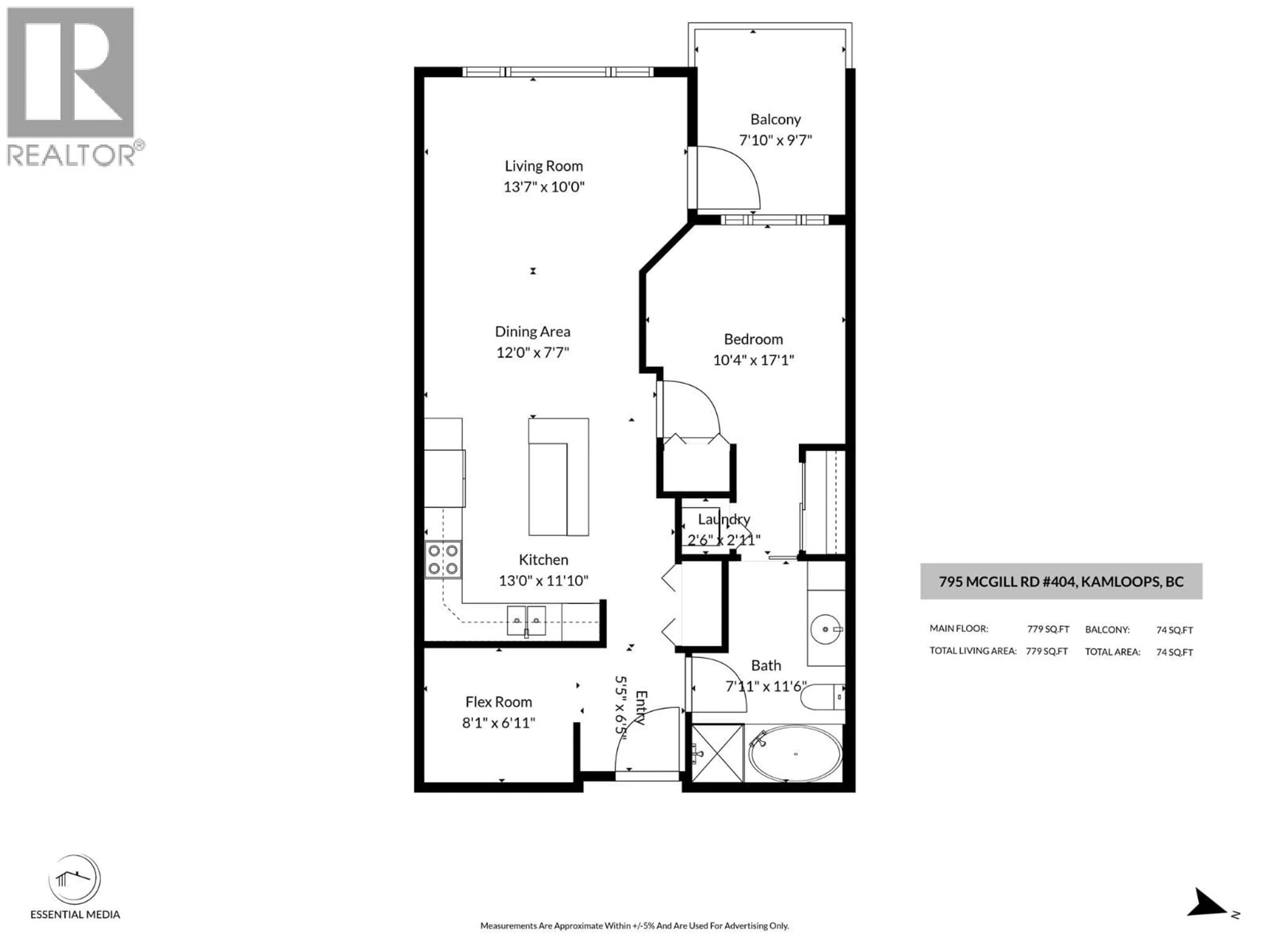 Floor plan for 404 - 795 MCGILL ROAD, Kamloops British Columbia V2C0B9