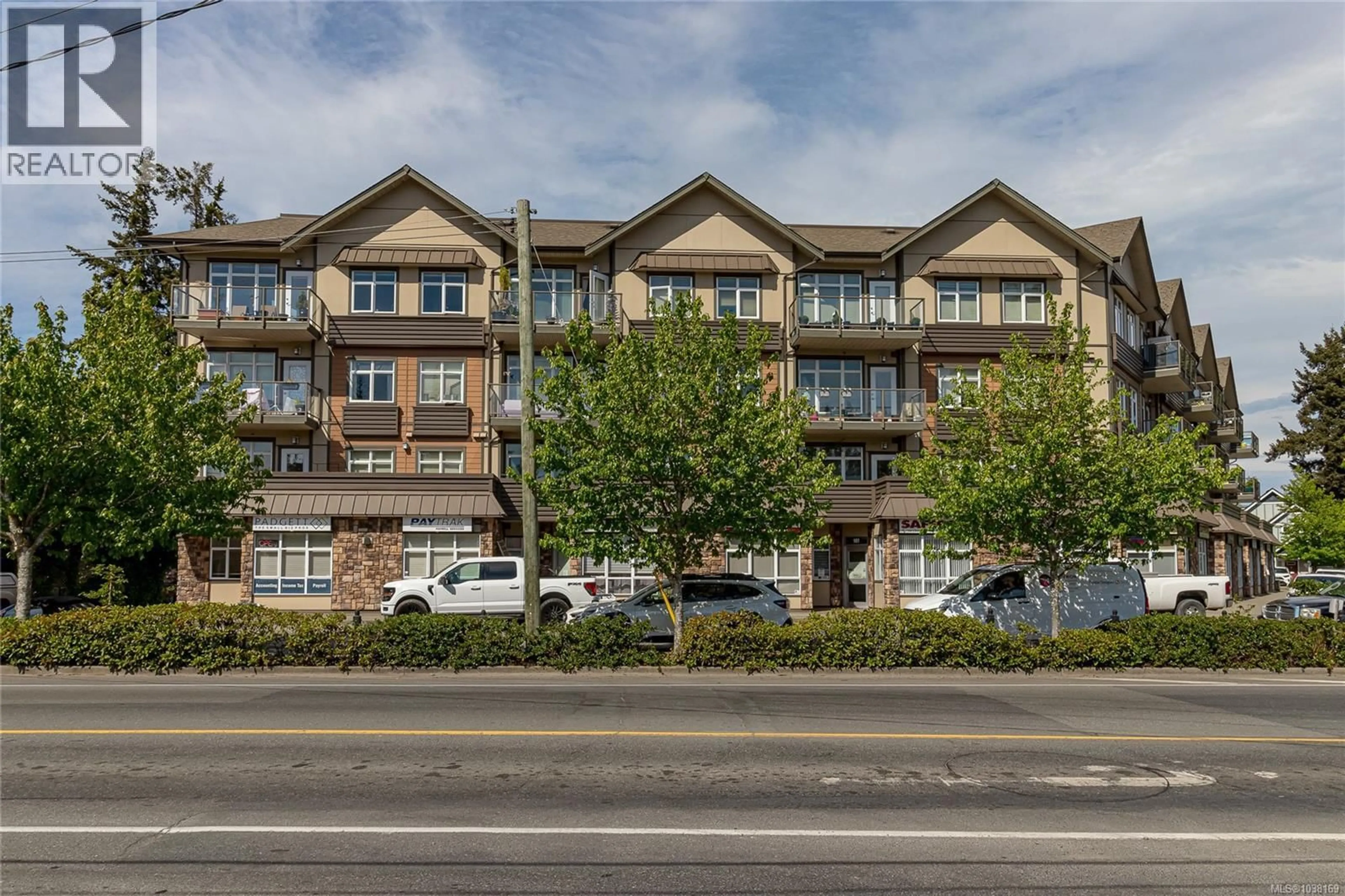 A pic from outside/outdoor area/front of a property/back of a property/a pic from drone, building for 304 - 2220 SOOKE ROAD, Colwood British Columbia V9B0G9