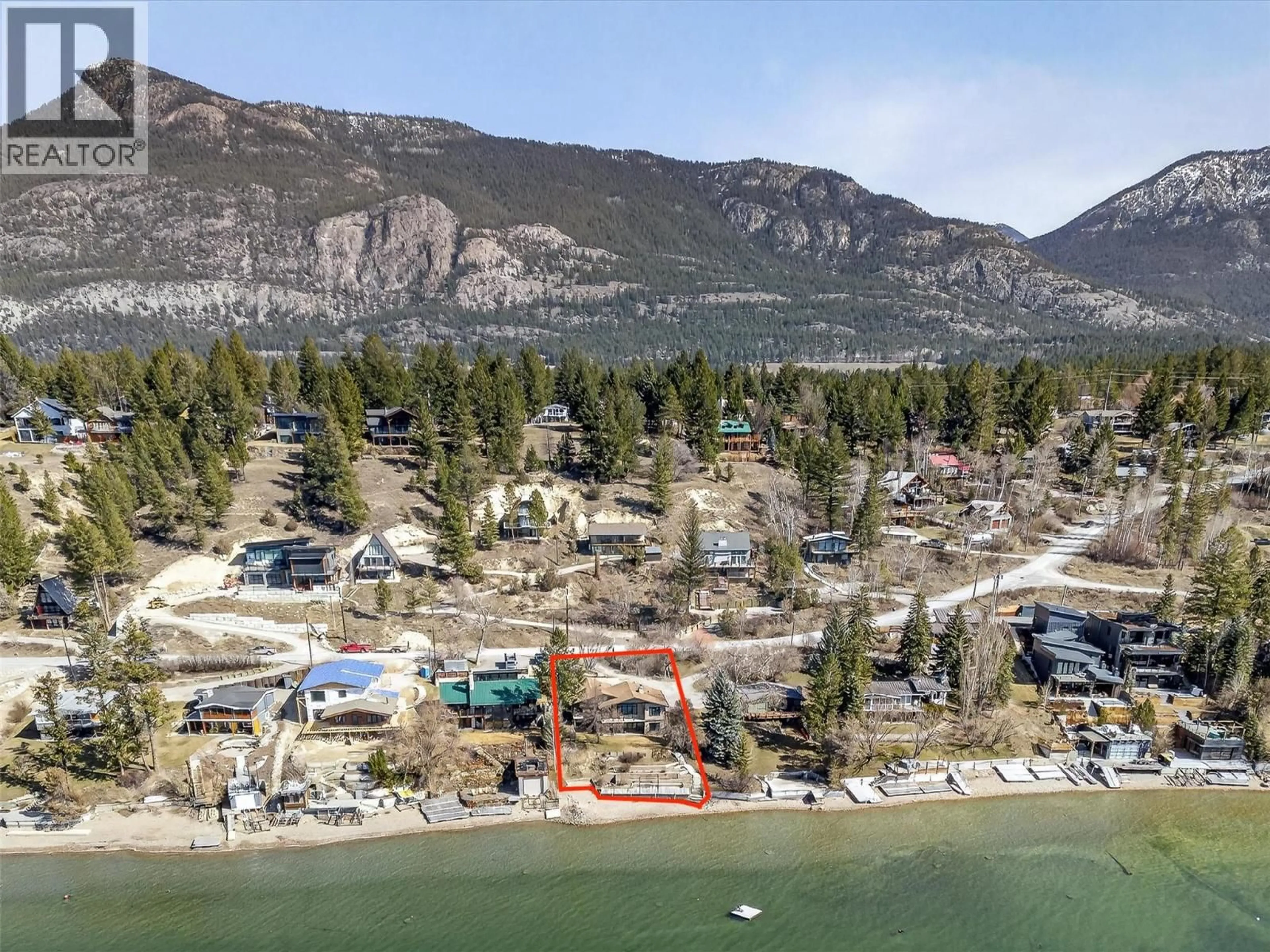 A pic from outside/outdoor area/front of a property/back of a property/a pic from drone, water/lake/river/ocean view for 1193 BALTAC ROAD, Invermere British Columbia V0B2L1