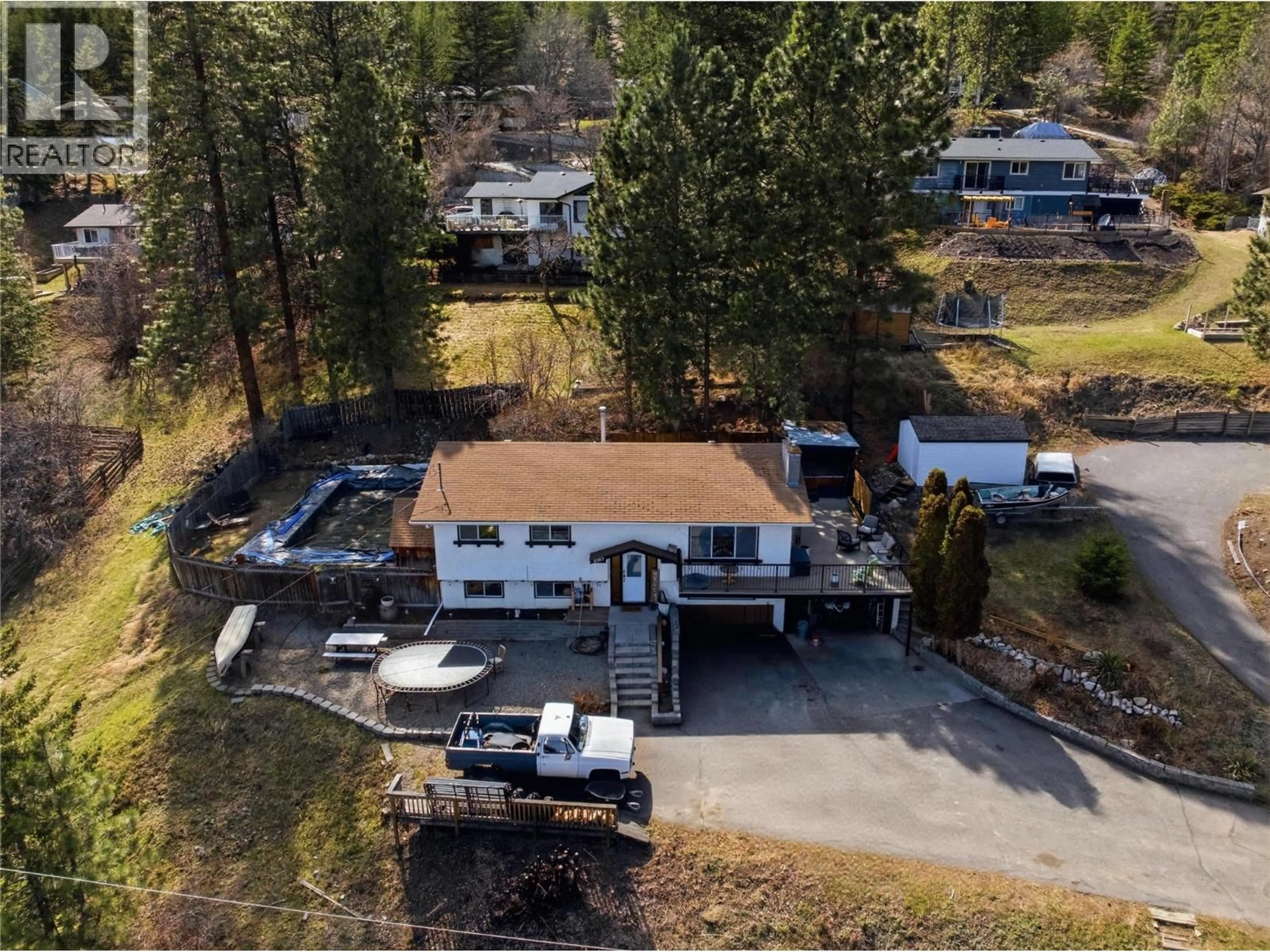 A pic from outside/outdoor area/front of a property/back of a property/a pic from drone, mountain view for 5367 SUNRISE DRIVE, Kamloops British Columbia V2C5H4