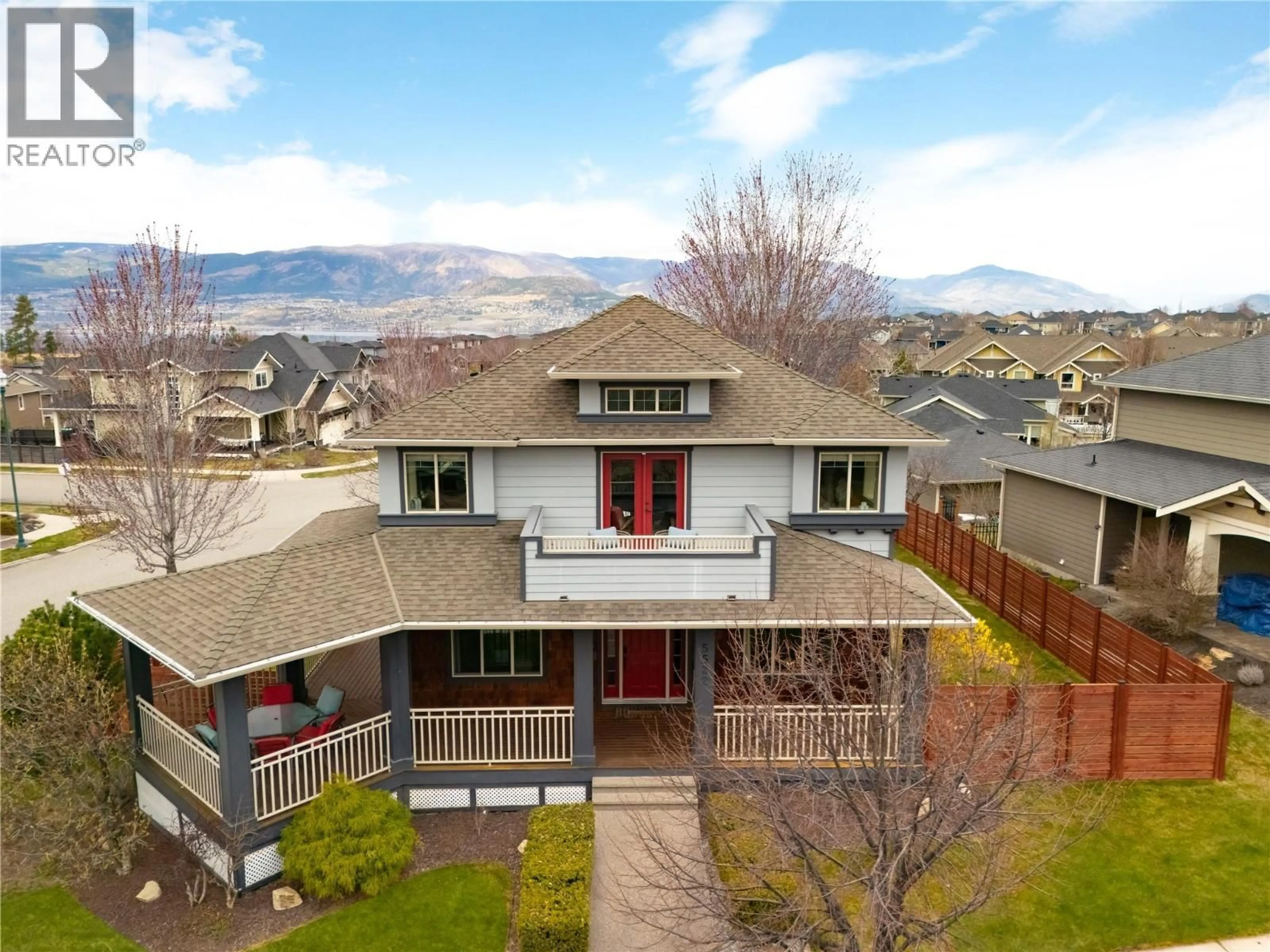 A pic from outside/outdoor area/front of a property/back of a property/a pic from drone, mountain view for 5532 FARRON PLACE, Kelowna British Columbia V1W5H1