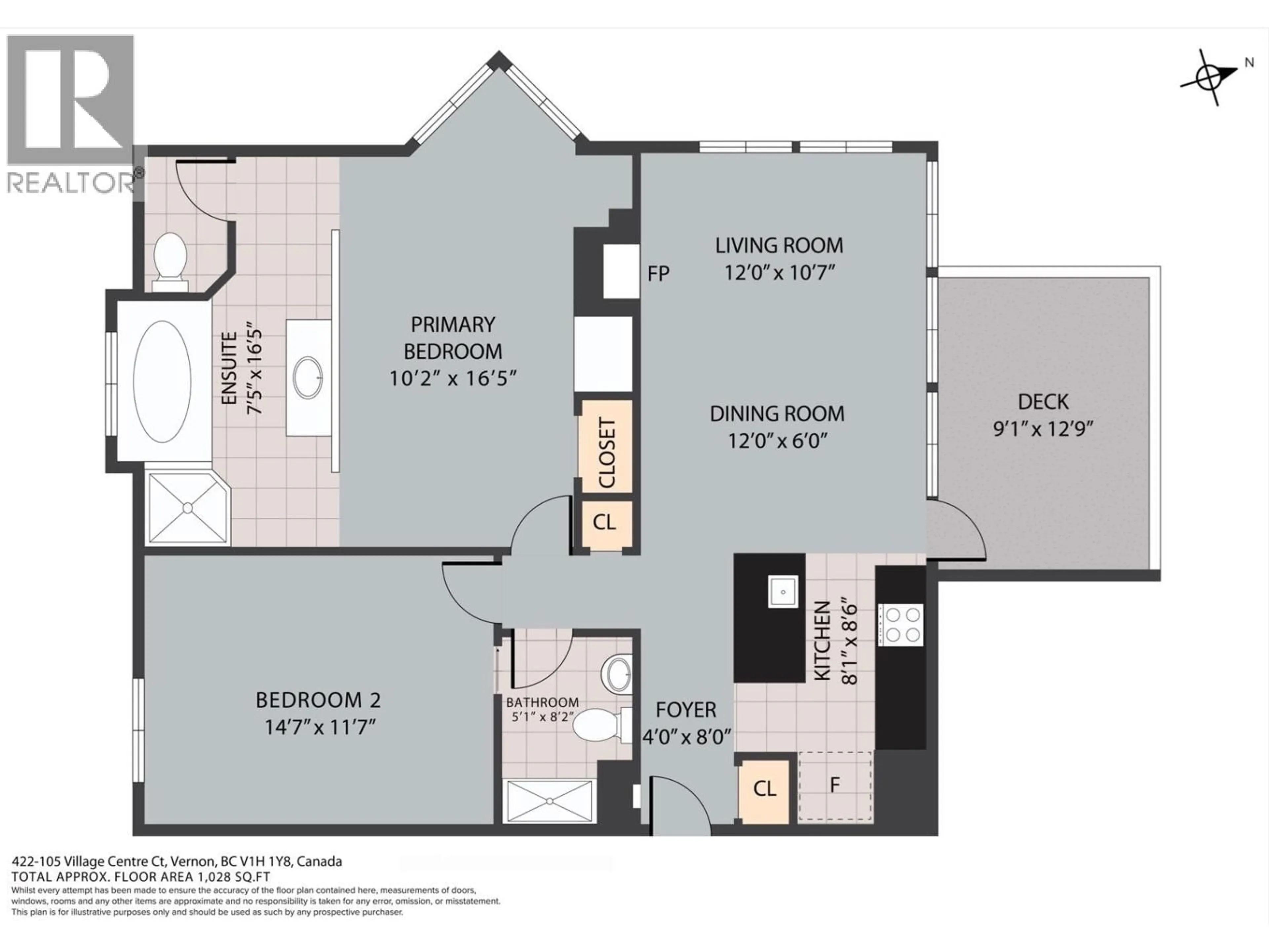 Floor plan for 422 - 105 VILLAGE CENTRE COURT, Vernon British Columbia V1H1Y8
