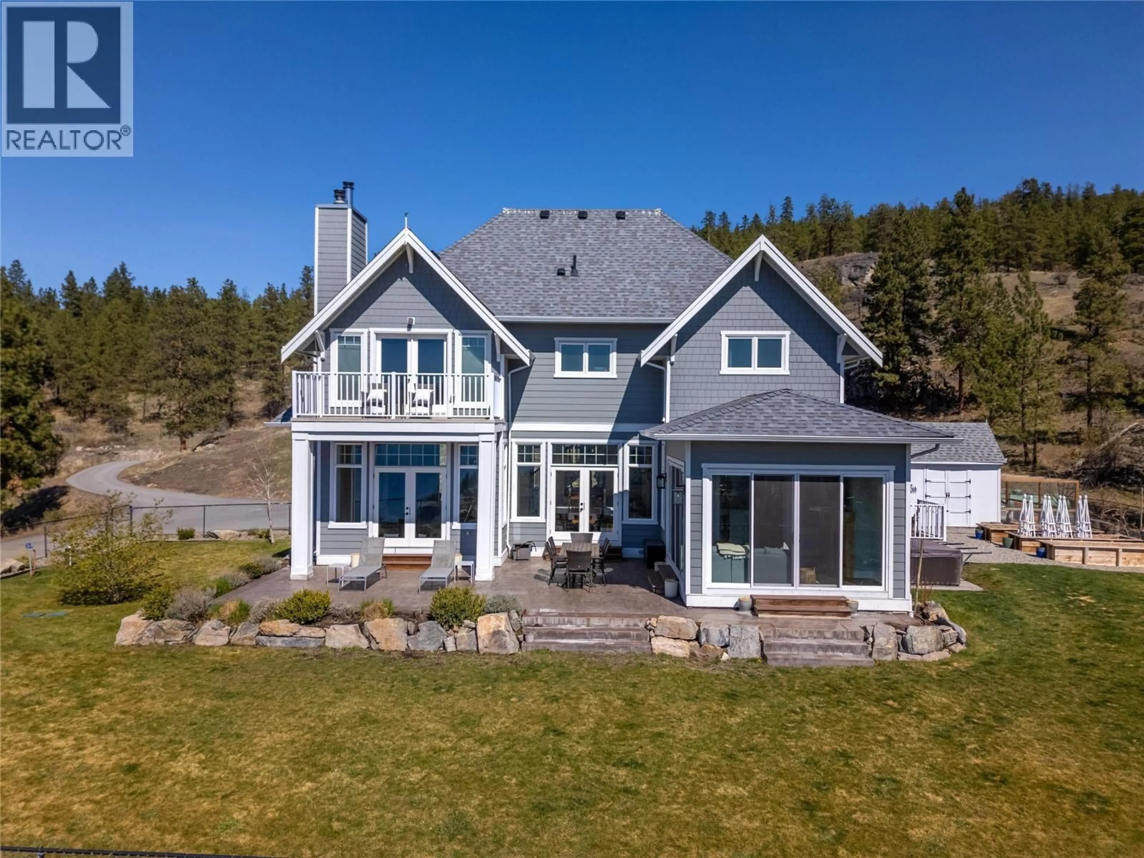 A pic from outside/outdoor area/front of a property/back of a property/a pic from drone, water/lake/river/ocean view for 1276 RIDDLE ROAD, Penticton British Columbia V2A8X2