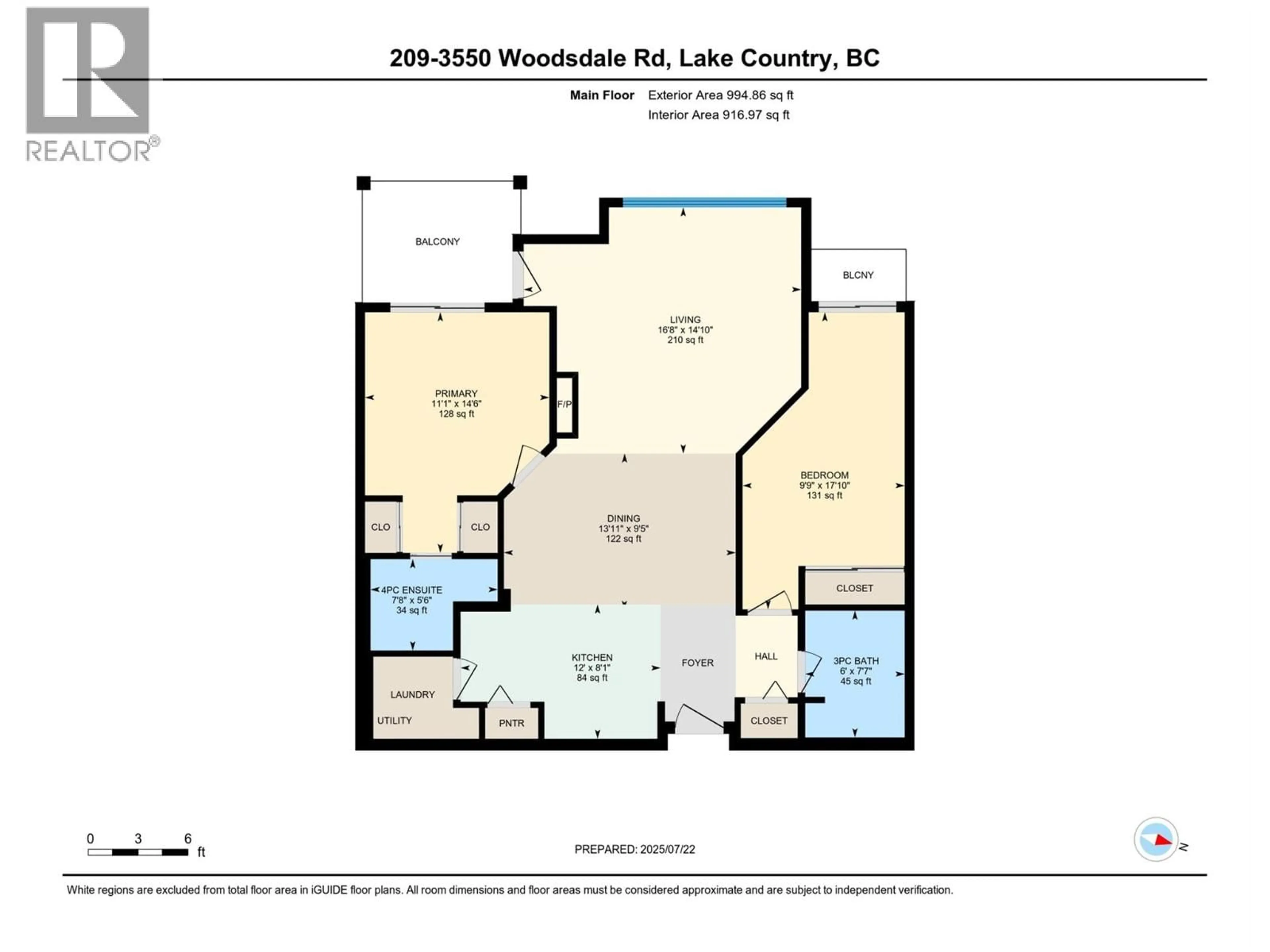 Floor plan for 209 - 3550 WOODSDALE ROAD, Lake Country British Columbia V4V2P5