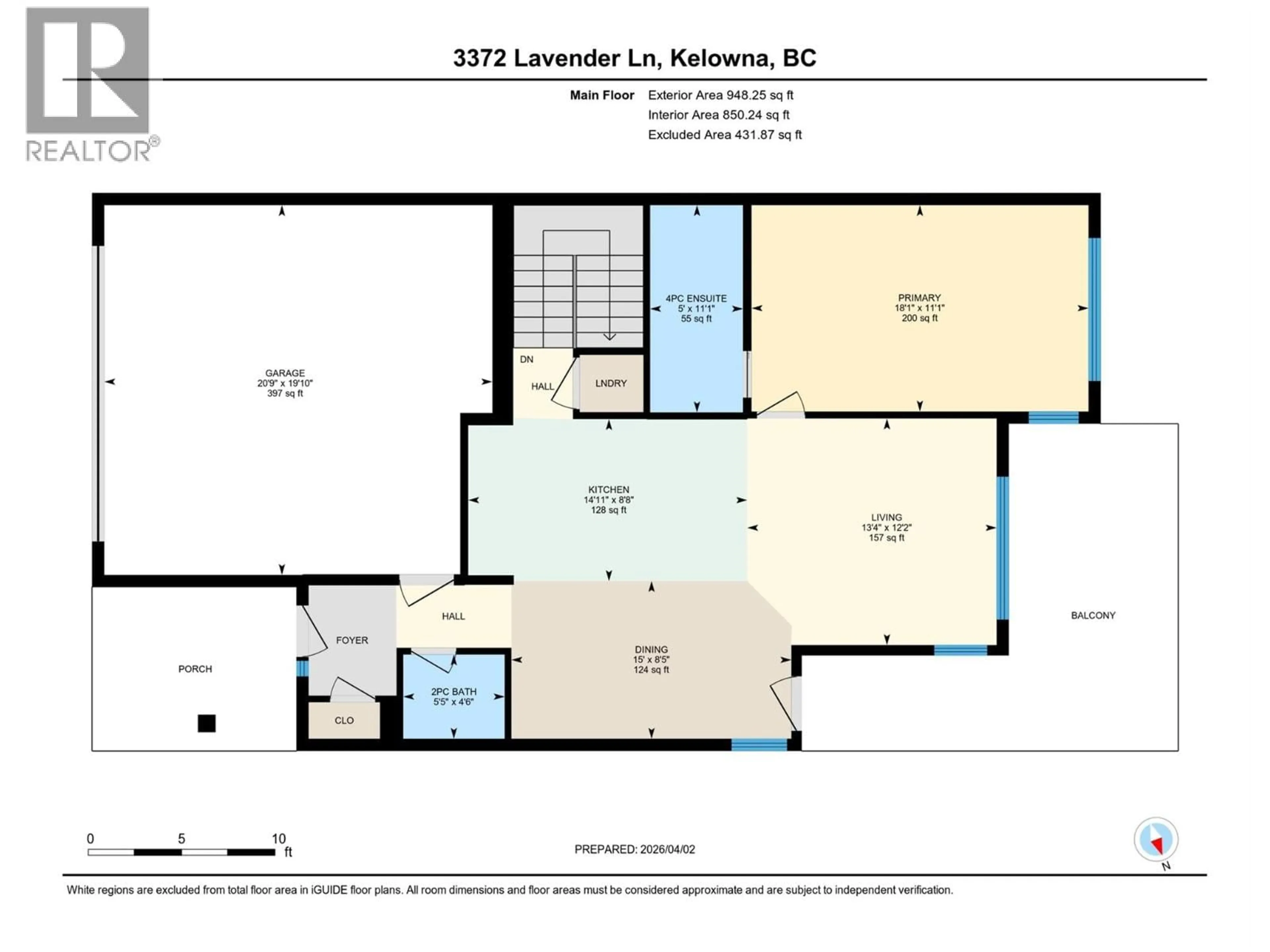 Floor plan for 3372 LAVENDER LANE, Kelowna British Columbia V1V0C6