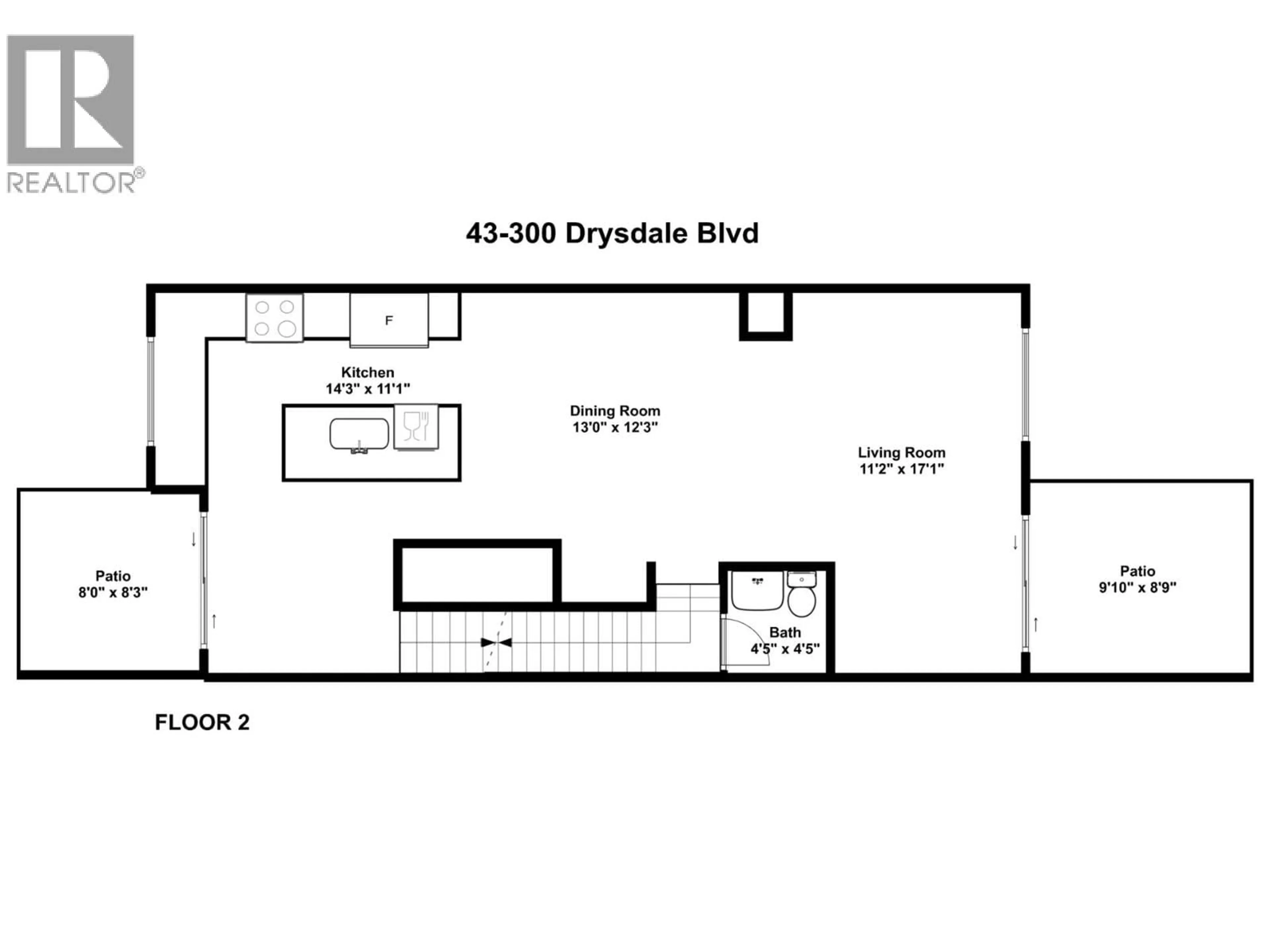 Floor plan for 43 - 300 DRYSDALE BOULEVARD, Kelowna British Columbia V1V3E6
