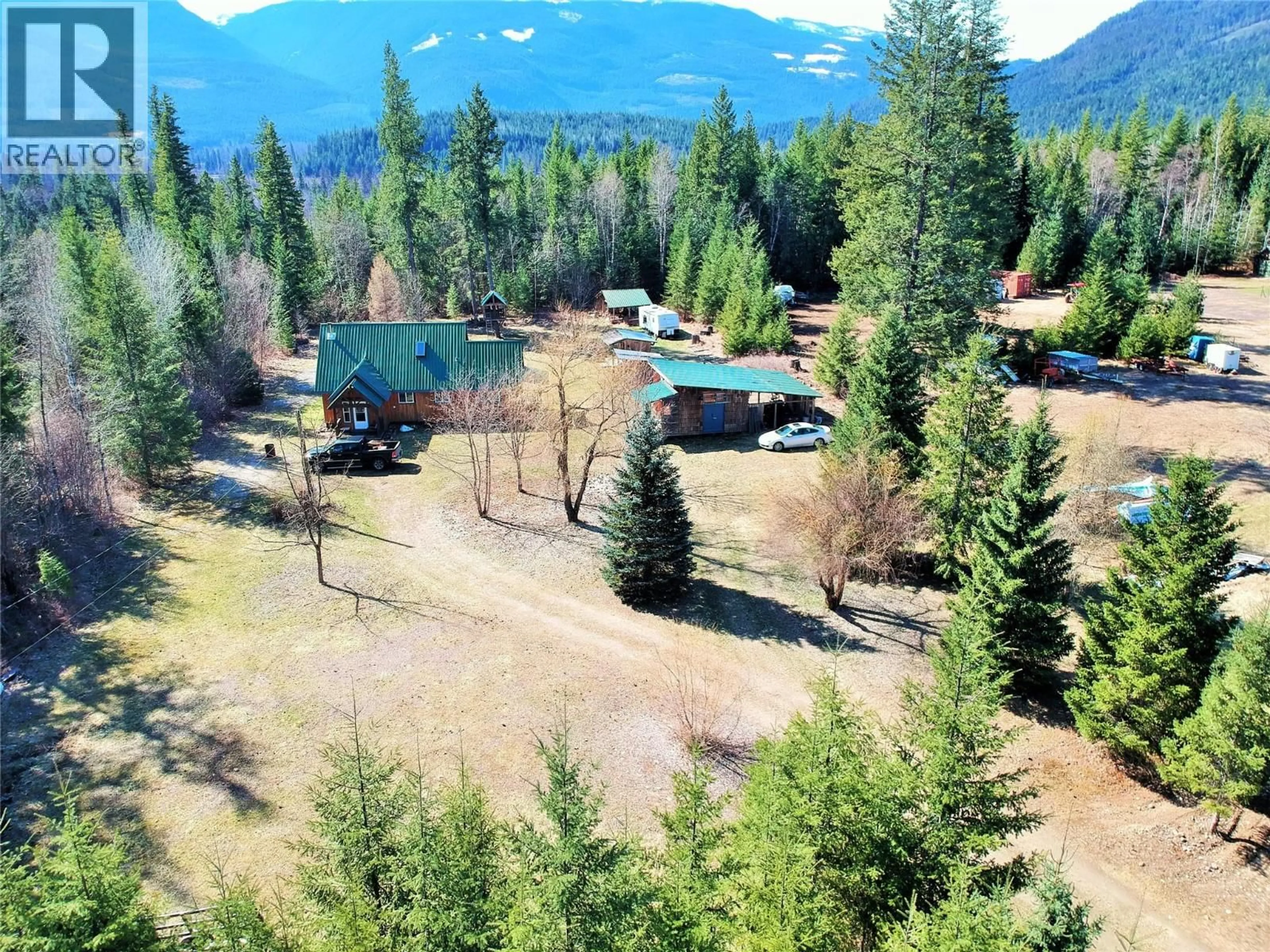 A pic from outside/outdoor area/front of a property/back of a property/a pic from drone, mountain view for 3690 NORTHWAY ROAD, Malakwa British Columbia V0E2V0